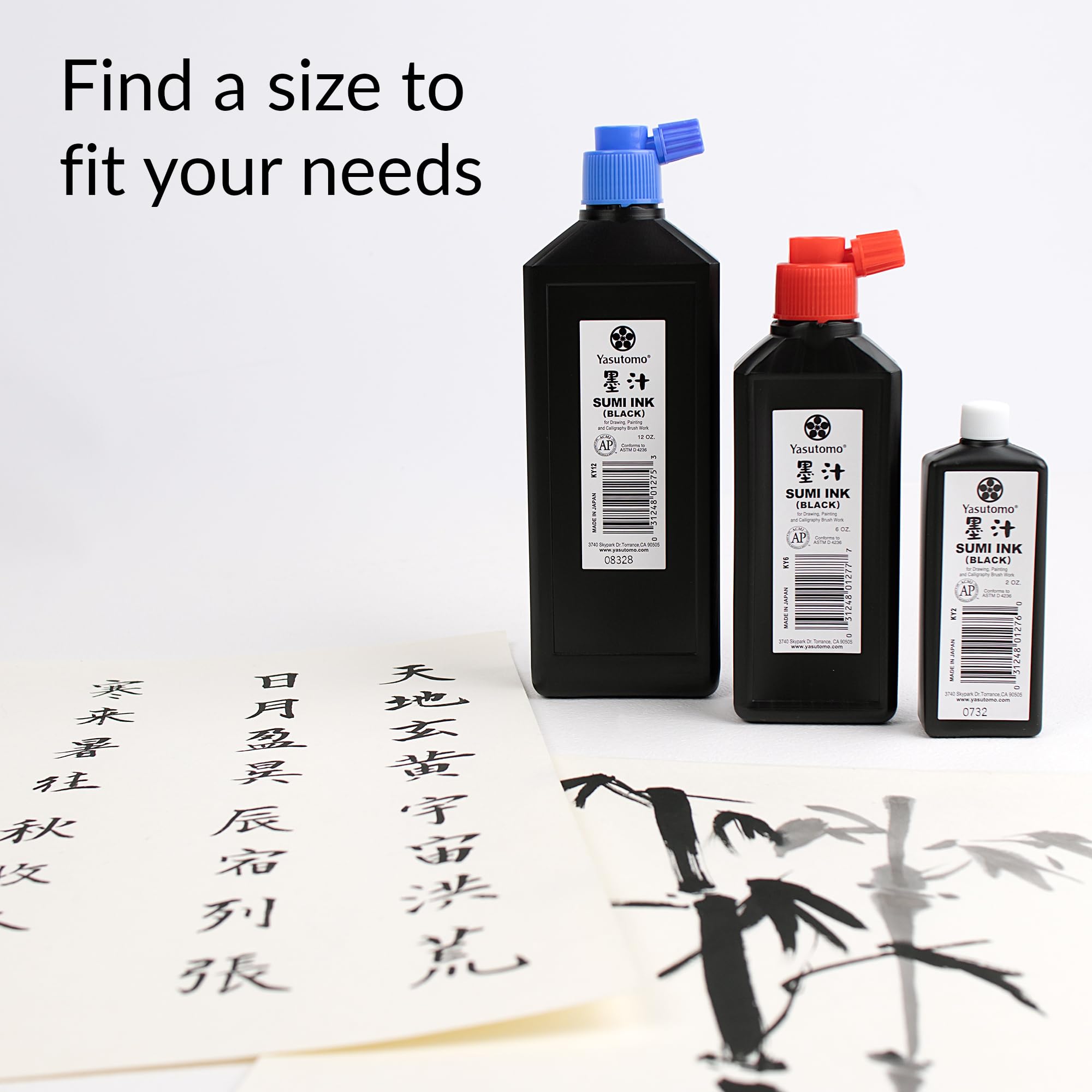 Yasutomo Bokuju Liquid Sumi Ink - 12oz Black Calligraphy Ink for Brush Painting, Drawing & Artwork - Premium Japanese Ink for Ink Brushes, Dip Pens - Perfect for Calligraphy, Sumi-e Painting & Traditional Asian Art