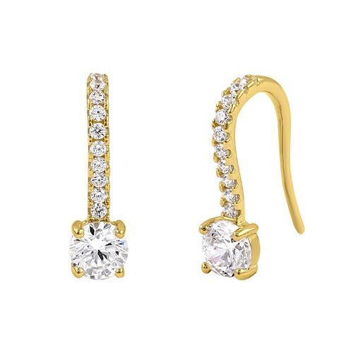 14K Yellow Gold Round Cubic Zirconia Hook Earrings for Women - Elegant & Durable CZ Stud Earrings for Daily Wear, Parties & Special Occasions
