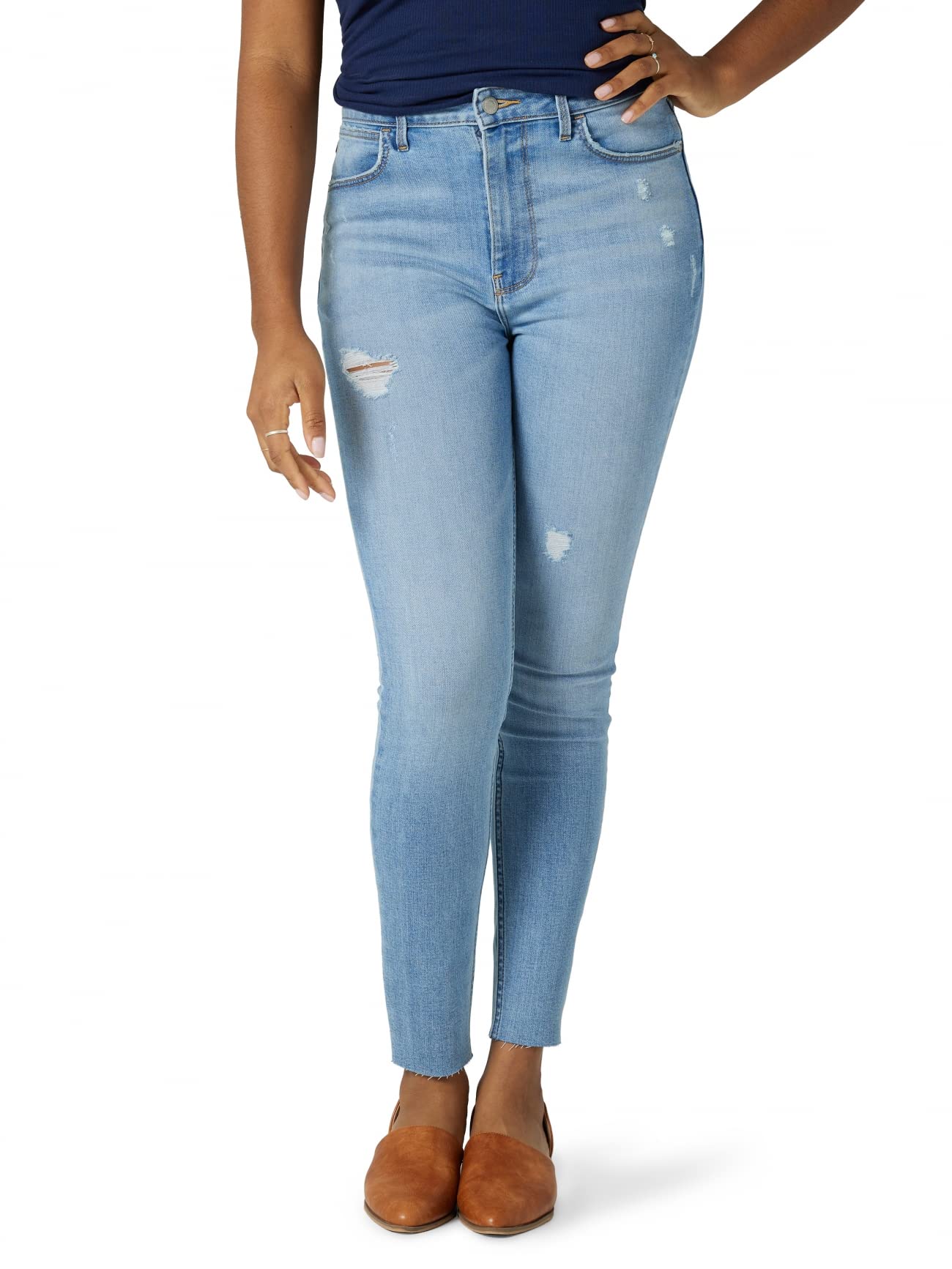 Wrangler Women's High Rise Unforgettable Skinny Jeans - Slim Fit Stretch Denim Pants for Casual Wear & Everyday Outfits