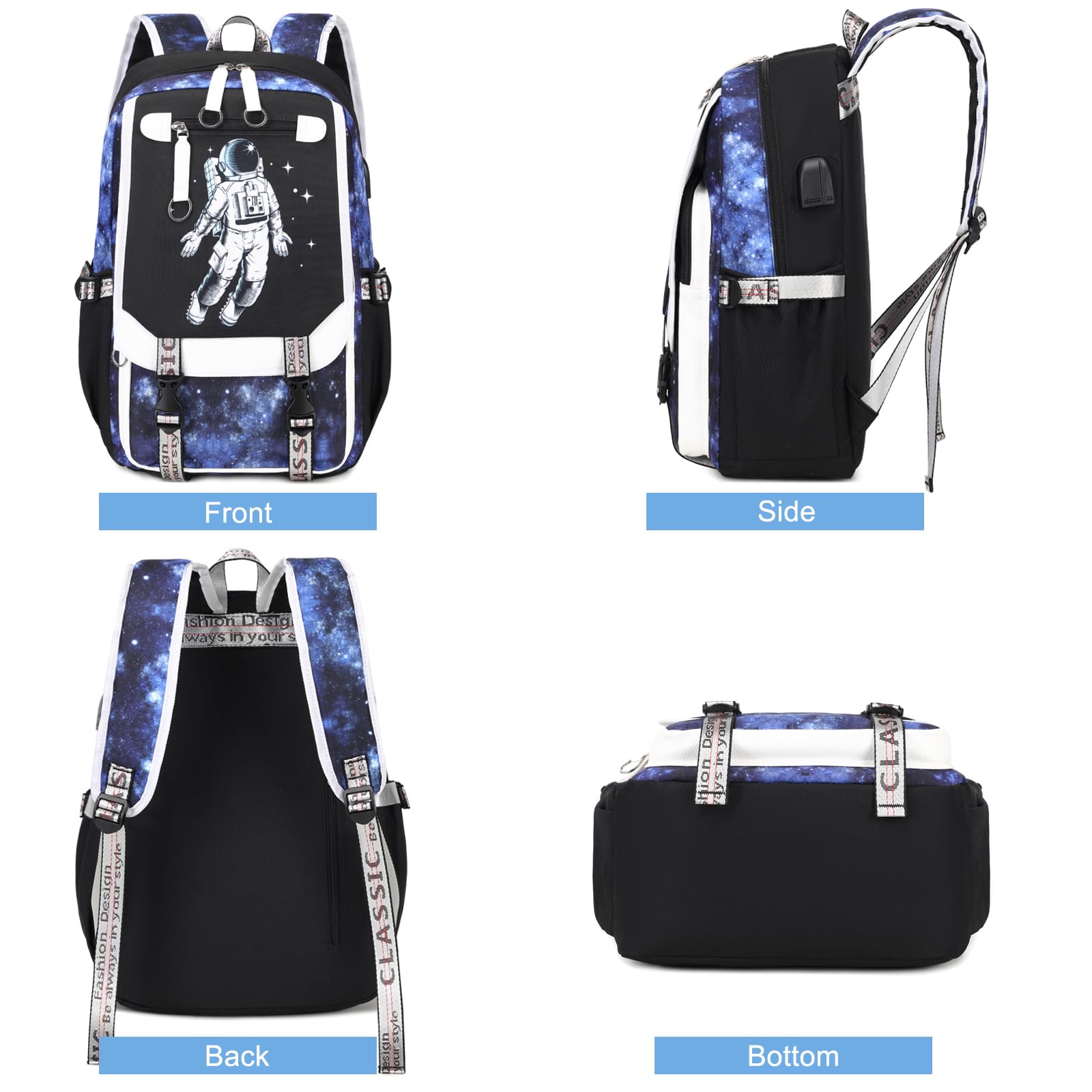 Bevalsa Boys Backpack for School - Durable Bookbag for Kids, Teens, Elementary & Middle School Students (Astronaut Design) - Perfect for Daily Use, Travel & Outdoor Adventures