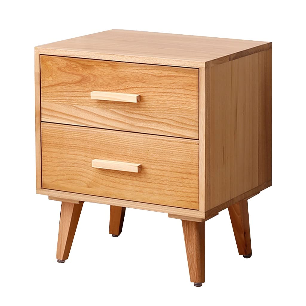 Solid Wood Bedside Cabinet - Simple Modern Bedroom Storage Cabinet with Drawers, Hotel Nightstand, Small Wooden Cabinet for Home Organization (45x35x52cm, Natural Wood Color) - Perfect for Bedroom, Guest Room, Dormitory & Apartment Storage