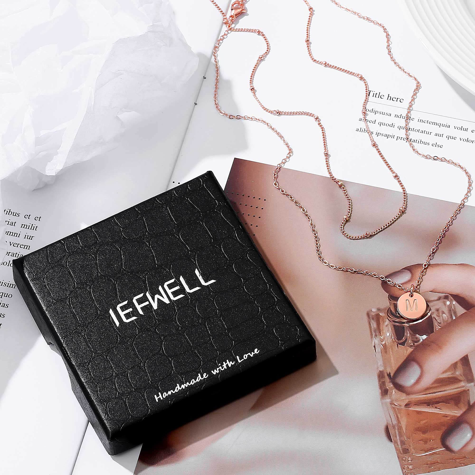 IEFWELL Personalized Initial Necklace for Women & Girls - Gold, Silver, Rose Gold Double-Sided Engraved Hammered Coin Pendant, Layered Necklace Jewelry Gift for Easter, Birthday, Graduation | Perfect for Teens, Daughters, Sisters & Best Friends