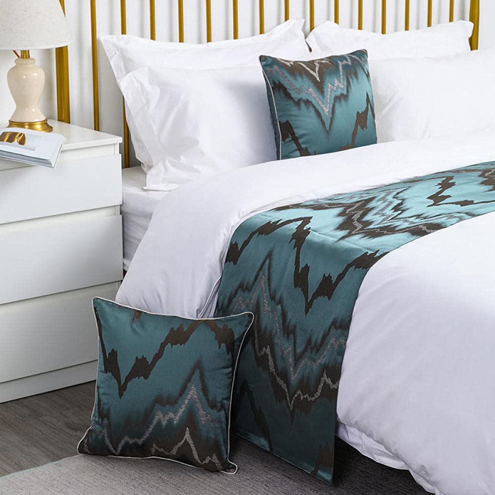Luxury Jacquard Bed Runner Scarf - Water Ripple Design King/Queen/Full Size Bedspread - Elegant Home Decor for Master Bedroom & Guest Room