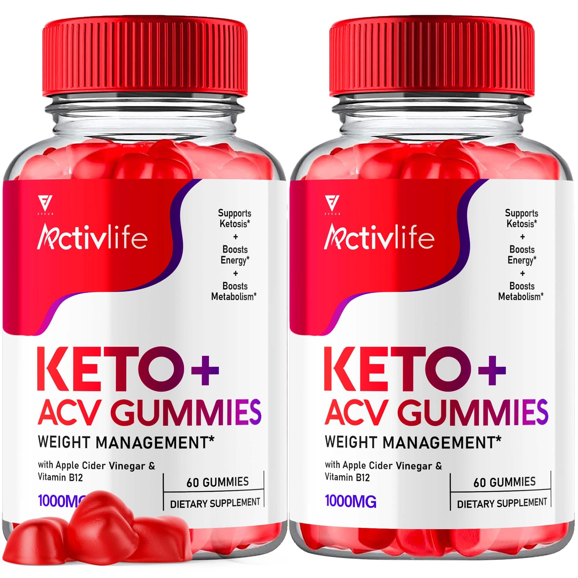 (2 Pack) Active Life Keto ACV Gummies 1000MG - Apple Cider Vinegar & Vitamin B12 Supplement for Men & Women - Advanced Keto Diet Support - Weight Management & Energy Boost - Perfect for Ketogenic Lifestyle & On-the-Go Nutrition (120 Gummies)