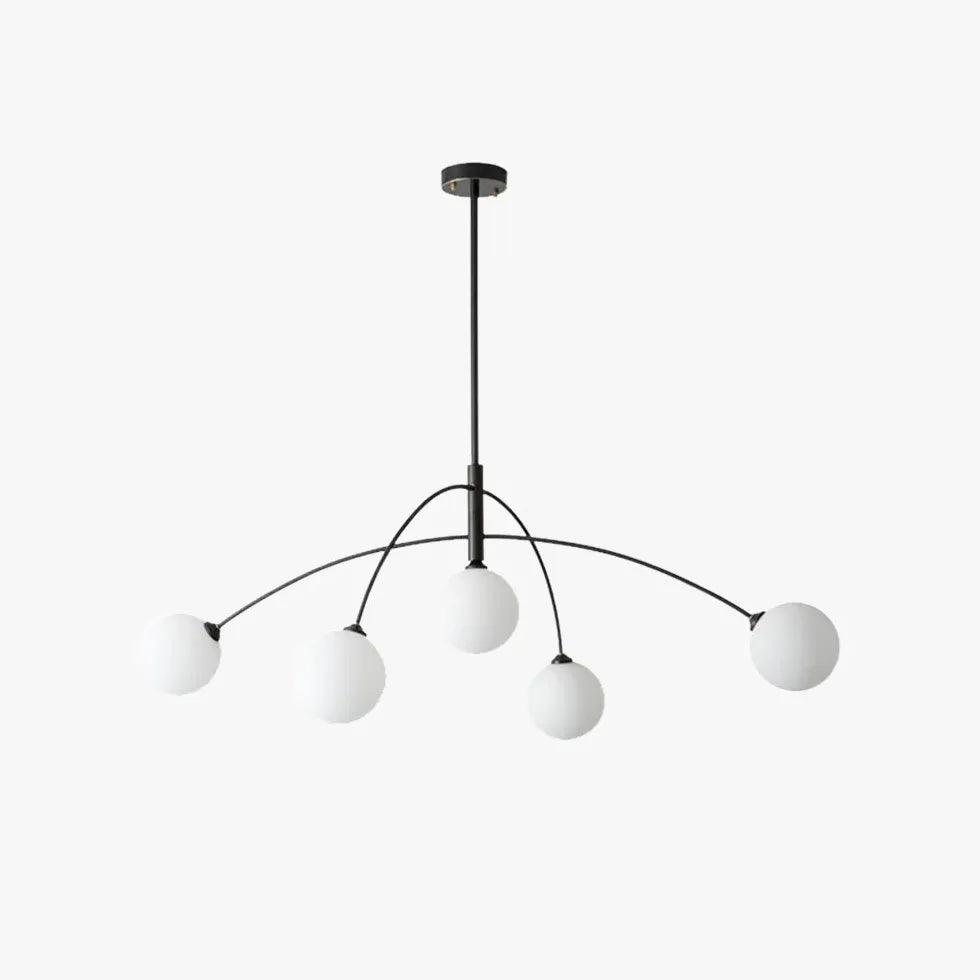 Modern White Glass Ball Arc-Shaped Metal Chandelier - Elegant Ceiling Light Fixture for Dining Room, Bedroom, Living Room Decor
