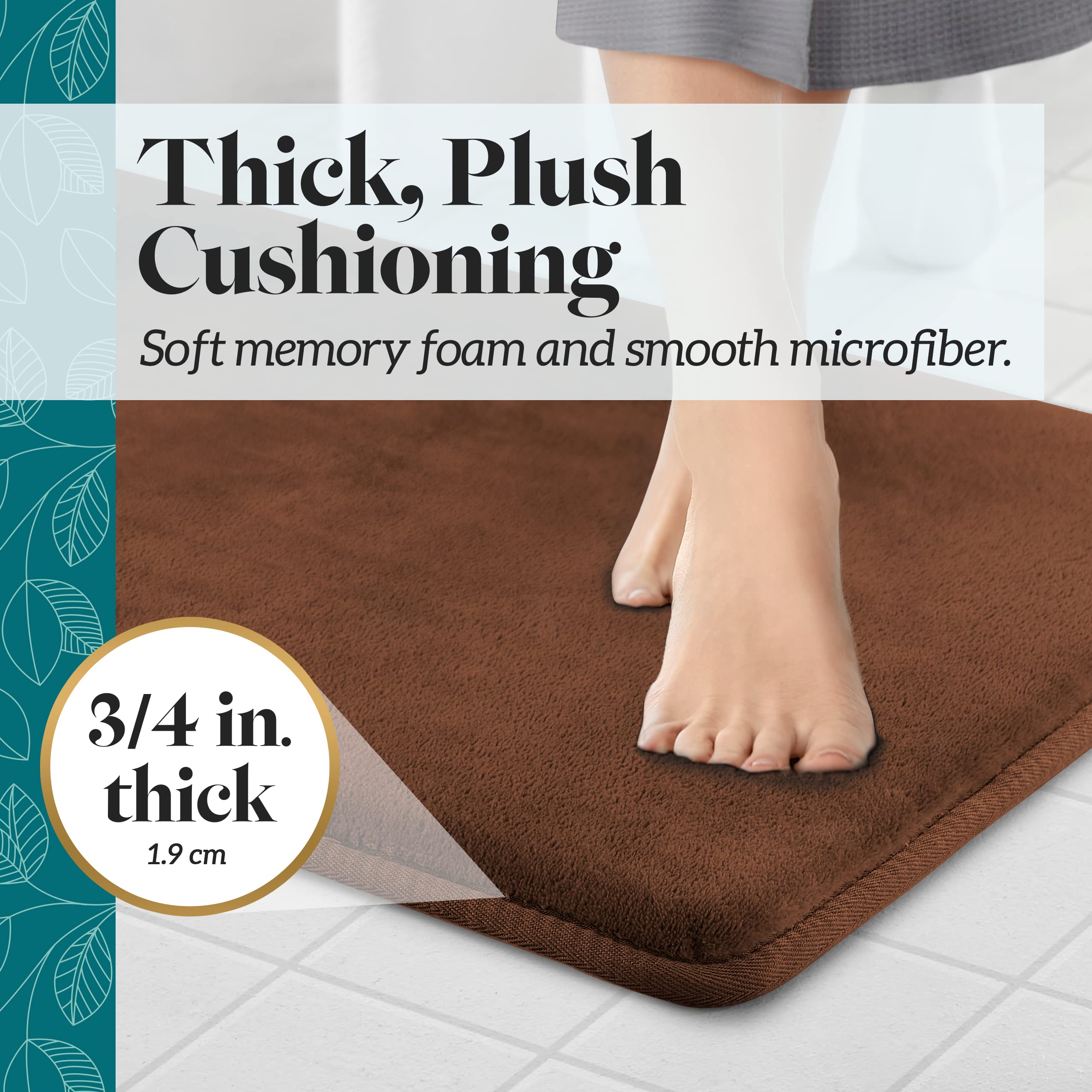 Genteele Memory Foam Bath Mat - Super Absorbent Non-Slip Velvet Bathroom Rug (22