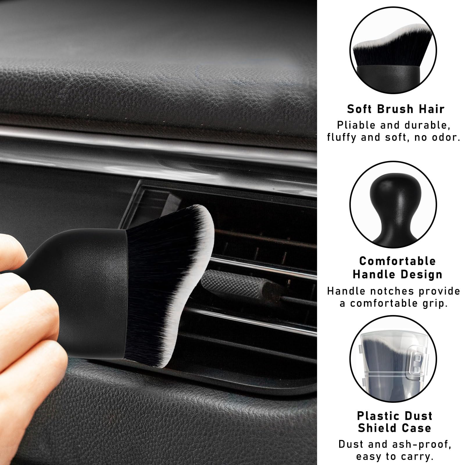 2PCS Soft Car Dust Brush - Scratch-Free Auto Detailing for Dashboard & Vents