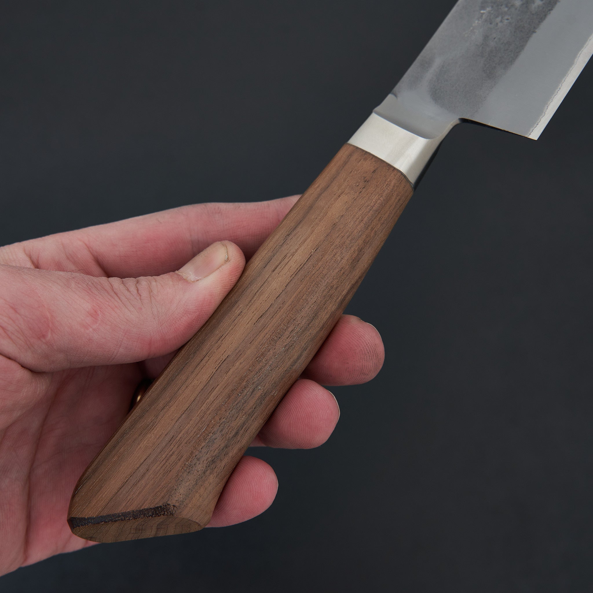 Hitohira TD Blue #2 Stainless Clad Nashiji Japanese Santoku Knife 170mm with Walnut Handle - Perfect for Slicing, Dicing & Mincing in Home Kitchens & Professional Cooking
