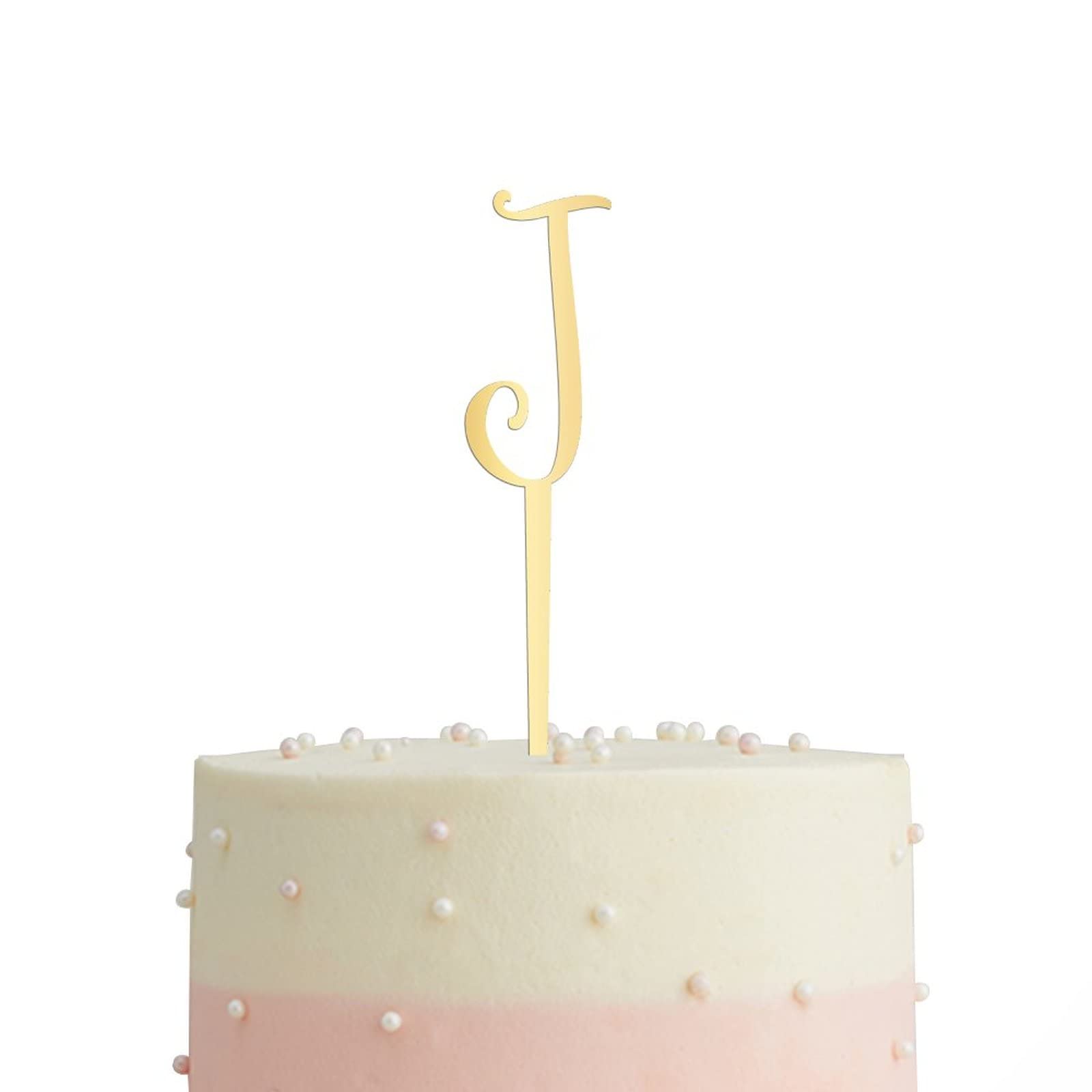 Gold Glitter Letter J Cake Topper - Personalized Acrylic Initial Cake Decor for Birthday Parties & Rustic Weddings - Perfect for Anniversary, Baby Shower, and Special Event Cake Decorations