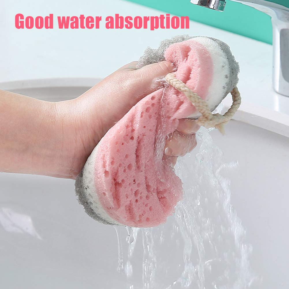RRJ Soft Bath Sponge for Adults - Exfoliating Body Scrubber with 2 Hooks, 4-Pack for Women & Men - Perfect for Shower, Bath & Spa Relaxation at Home