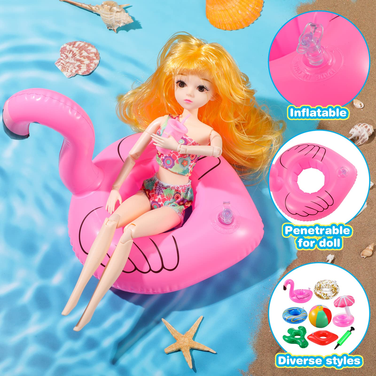 CHENGU 6 Pcs Doll Pool Floaties Set for 11.5