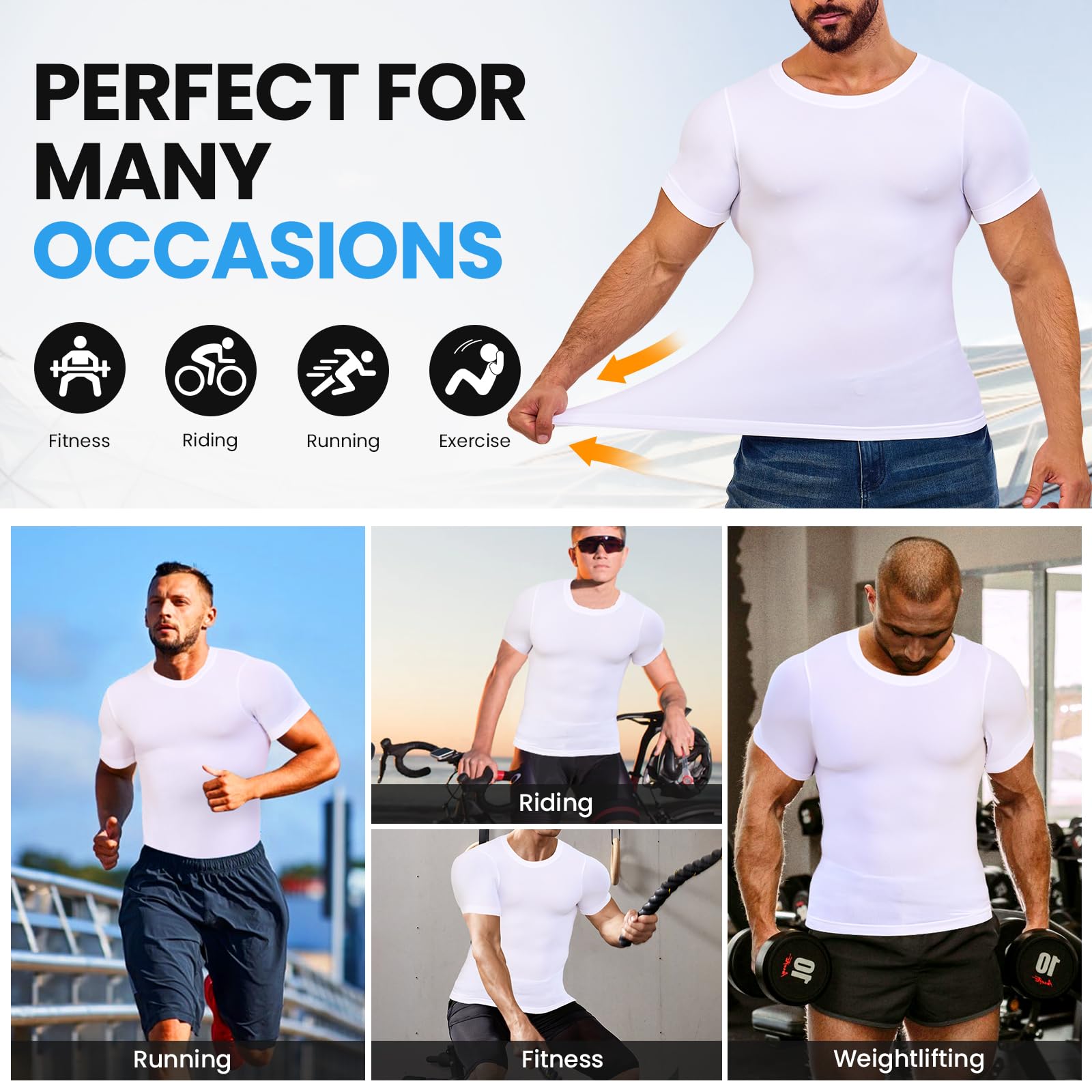 Men's Compression Shirt - Slimming Body Shaper for Tummy Control & Gynecomastia | Gym & Daily Wear