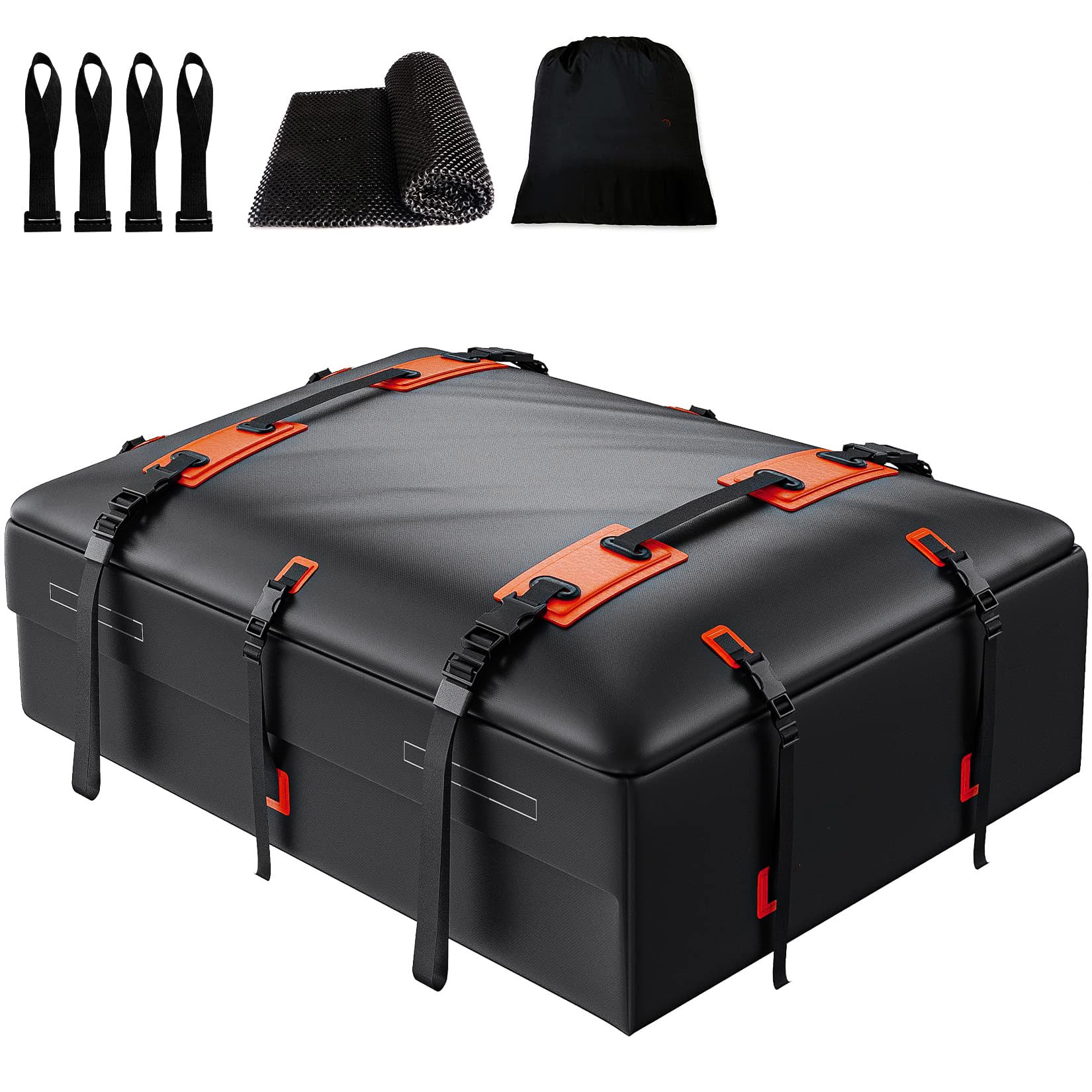 21 Cubic Feet Waterproof Car Rooftop Cargo Carrier Bag - Universal Fit for All Vehicles with/without Roof Racks | Includes Anti-Slip Mat, 4 Door Hooks, Storage Bag & 10 Adjustable Straps | Perfect for Road Trips, Camping Gear & Extra Luggage Storage