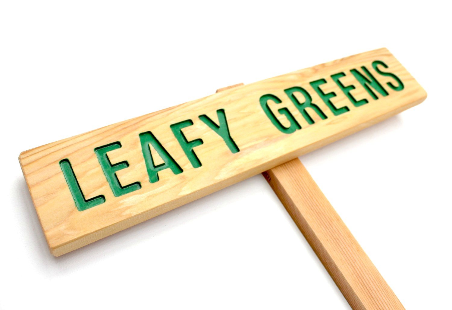 LEAFY GREENS Garden Sign - Vegetable & Plant Marker for Outdoor Decor - Rustic Yard Art - Perfect for Vegetable Gardens, Herb Planters & Backyard Landscaping