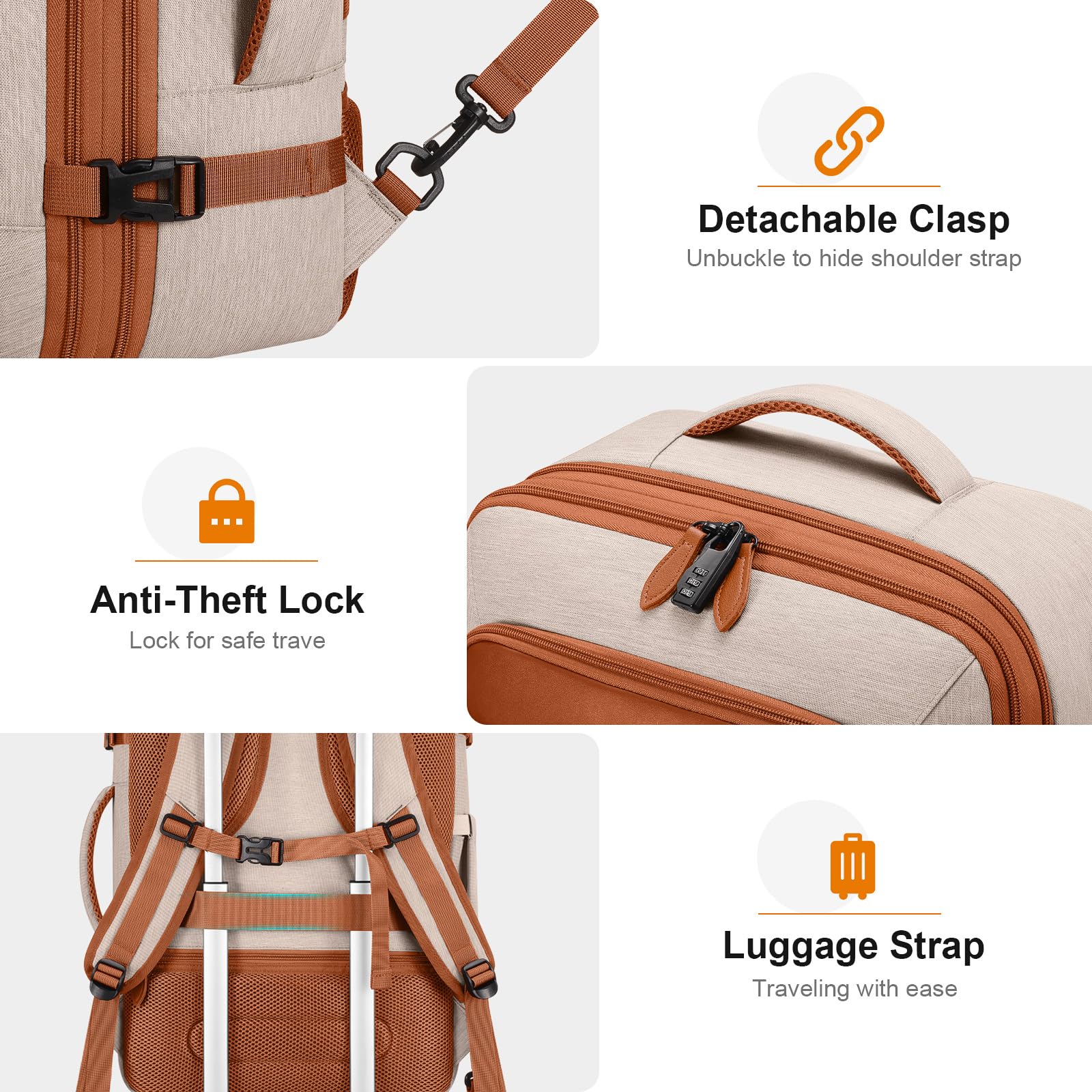 Bagsure 42L Expandable Travel Backpack - Flight Approved Carry-On & Laptop Bag for Business Trips
