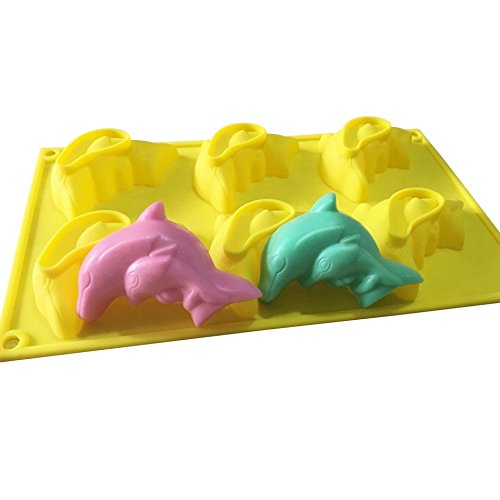6-Piece Dolphin Silicone Baking Molds Set - Handmade Soap, Cake, Muffin & Biscuit Molds for Chocolate, DIY Crafts - Perfect for Home Baking, Party Treats & Gift Making