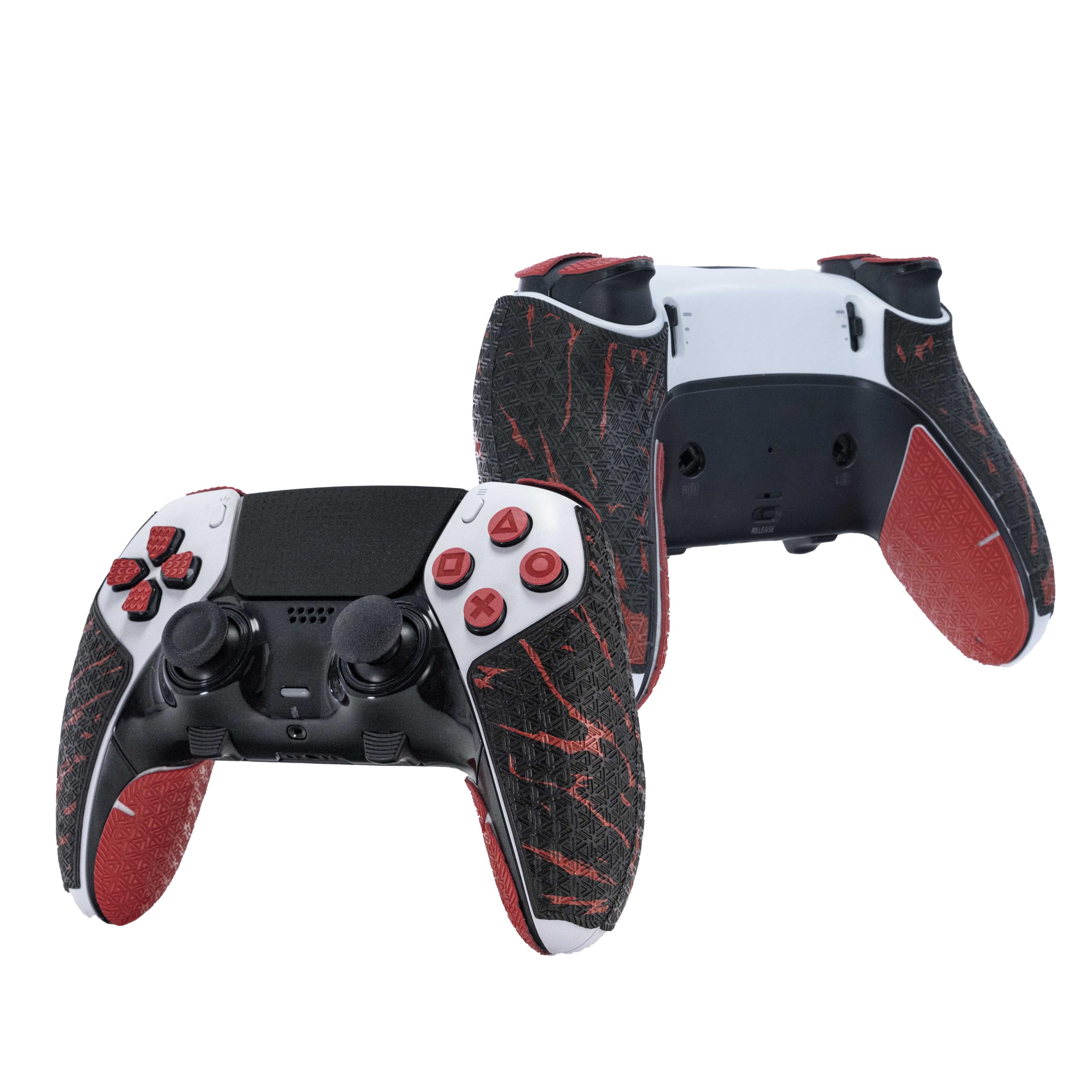 SHADOW BOOLT PS5 DualSense Edge Controller Grips - Anti-Slip, Multi-Texture, Sweat-Absorbing with Pre-Cut Adhesive Tape (Black & Red) - Perfect for Gaming, Long Sessions & Enhanced Comfort