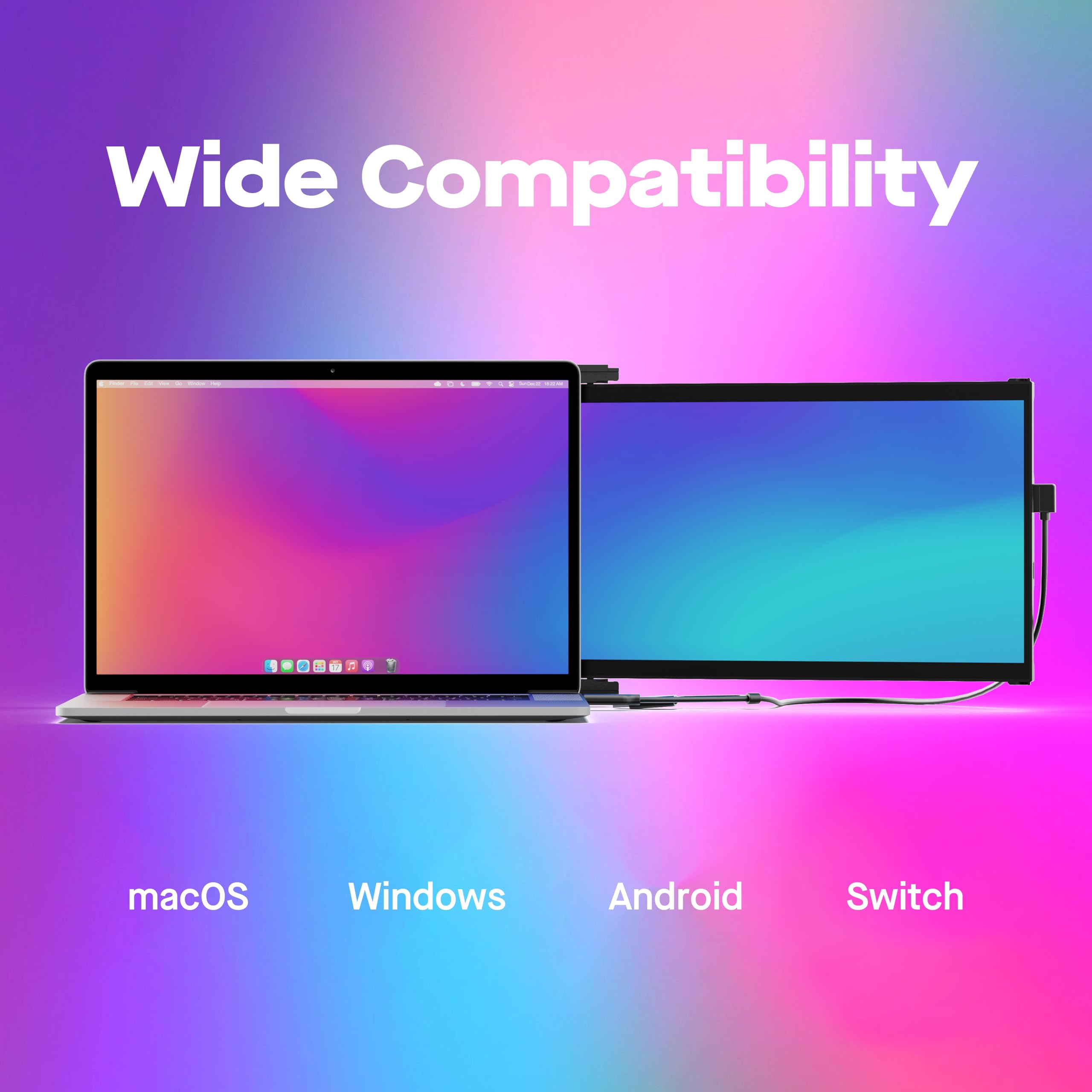 14'' Nexus Portable Laptop Screen Extender | Plug & Play Dual Monitor for 14-17 Inch Laptops | Compatible with Windows, Mac, Android & Nintendo Switch | Black | Perfect for Remote Work, Gaming & Multitasking