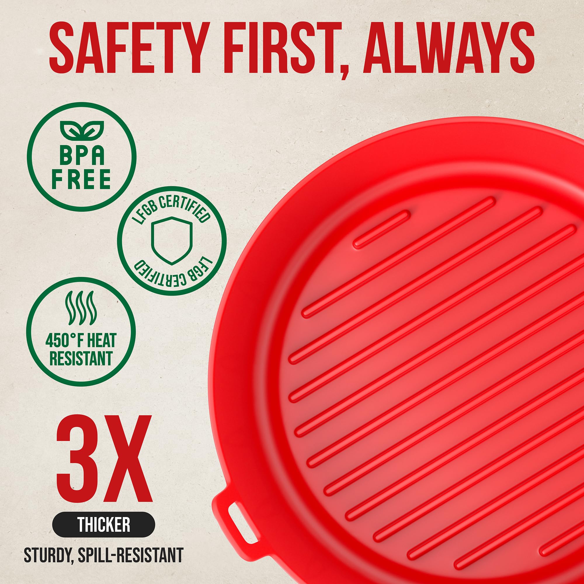 WAVELU Extra Strong Air Fryer Silicone Pot Liner - Food Safe Oven Accessories for 5.3QT+ Air Fryers | Replaces Flammable Parchment Paper | Easy Cleaning Basket | Perfect for Healthy Cooking, Meal Prep & Family Dinners