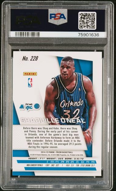 Shaquille O'Neal 2014 Panini Prizm Basketball Card #228 PSA 10 Gem Mint - Rare Collectible for NBA Memorabilia Fans & Sports Card Investors