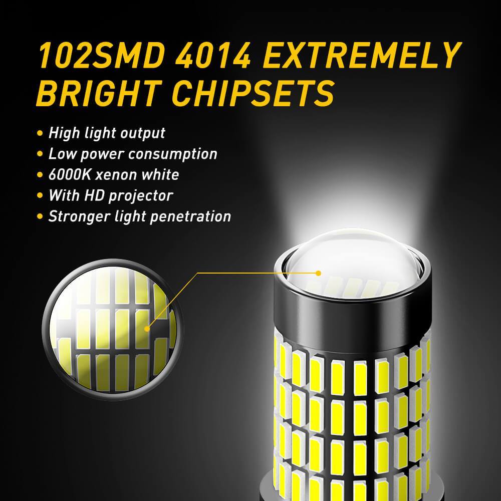 3157 LED Bulb - 2800 Lumens Super Bright LED Light Bulbs with Projector for Reverse/Backup/Tail/Brake/Signal Lights - Perfect for Cars, Trucks, SUVs & Motorcycles