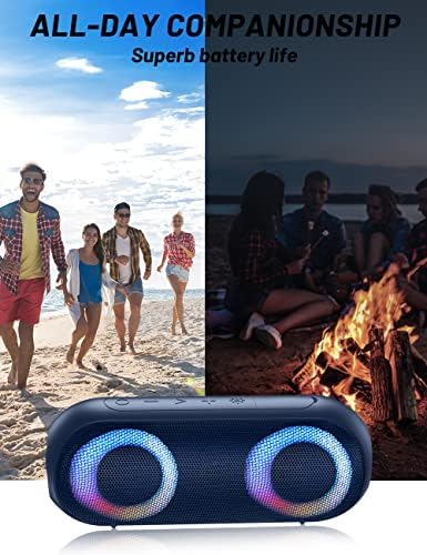 NOTABRICK Bluetooth Speaker with Colorful LED Lights - Portable Wireless Bluetooth 5.0 Speaker, 30W HD Stereo Sound, IPX7 Waterproof, 24H Playtime, 100ft Range - Perfect for Pool Parties, Camping & Outdoor Adventures