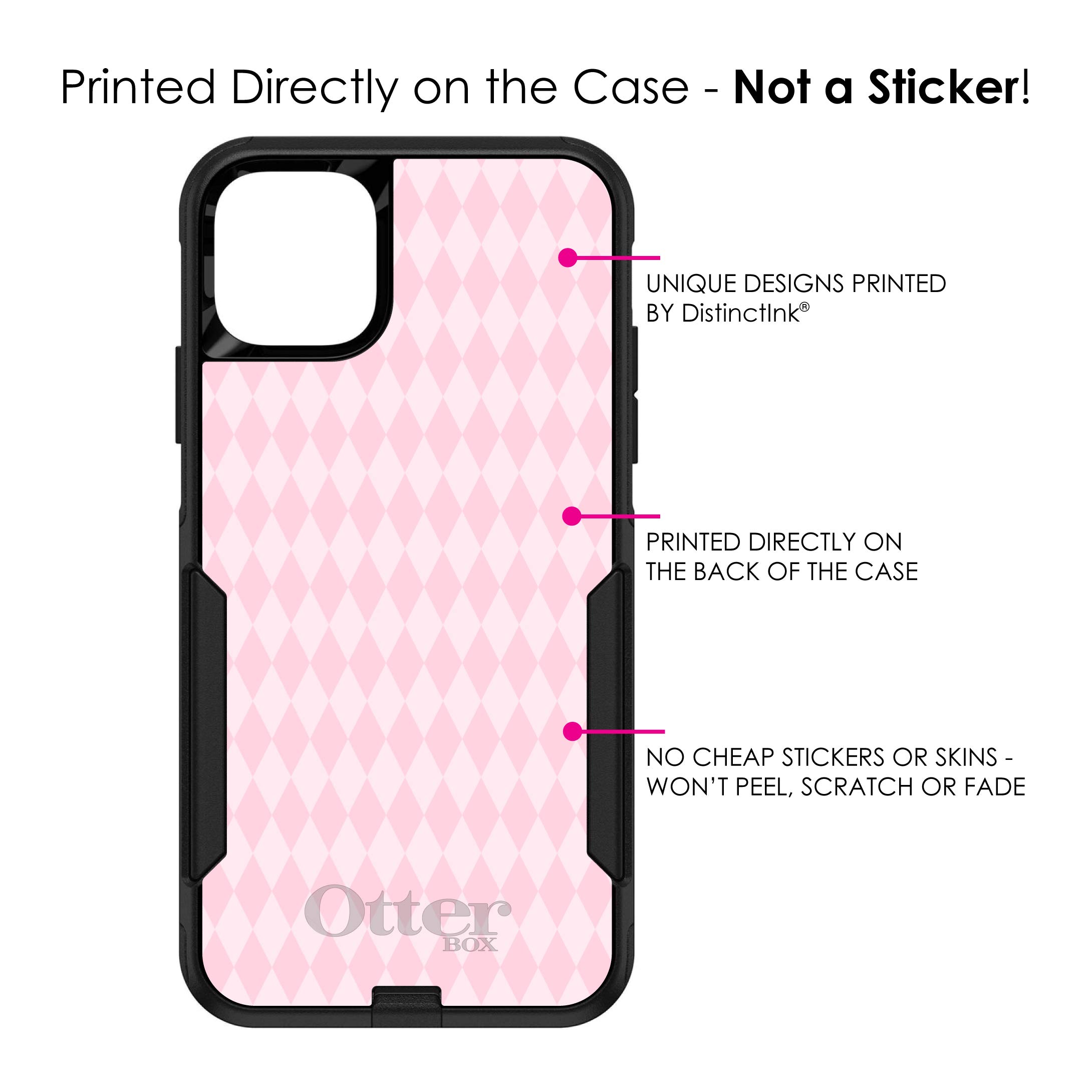 DistinctInk iPhone 11 Pro MAX Case (6.5 Inch) - Shockproof Protective Phone Cover with Pink Diamond Design - Compatible with OtterBox Commuter Series - Perfect for Work, Travel & Everyday Use