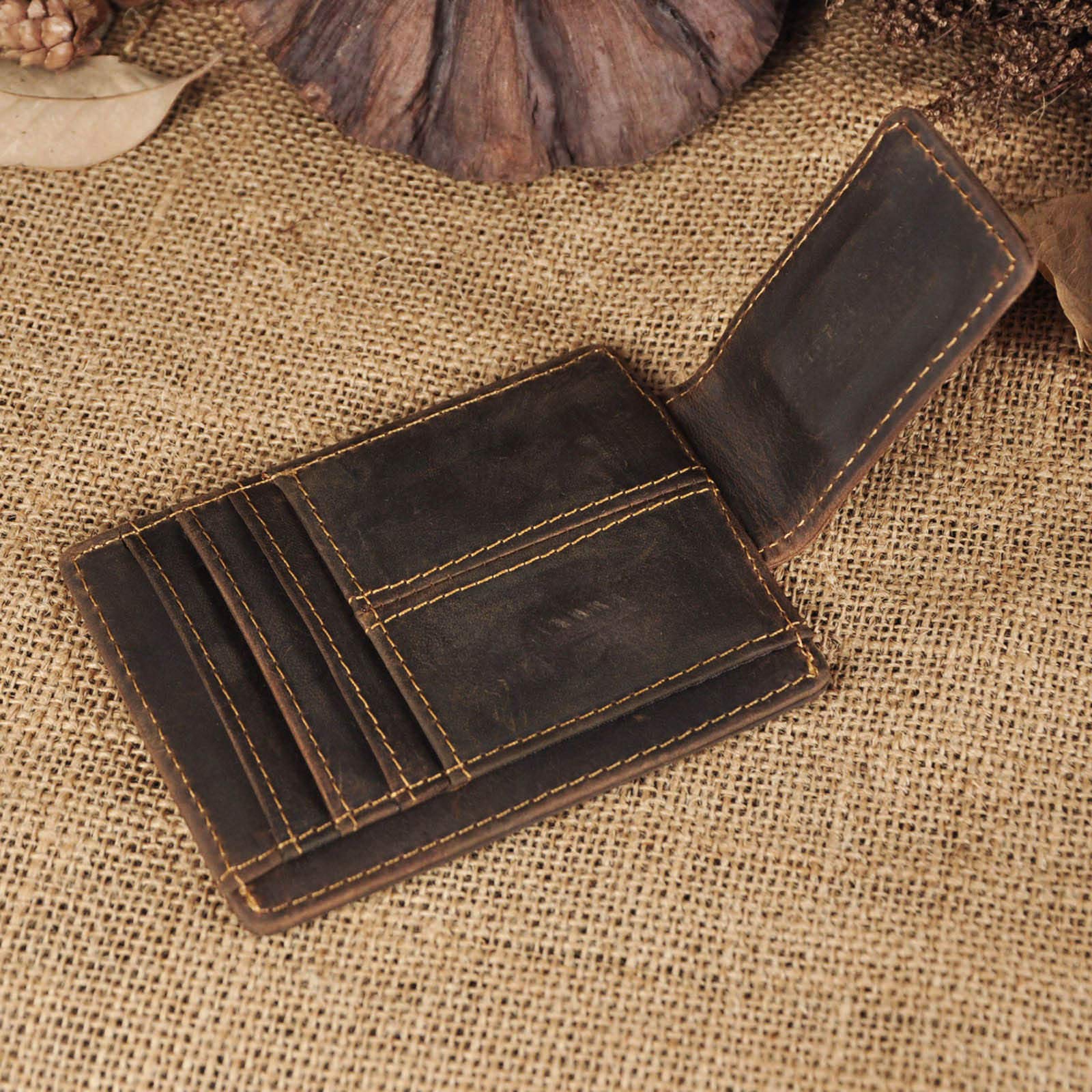 Genuine Leather Magnetic Money Clip Credit Card Holder - Slim RFID Blocking Wallet for Men & Women | Perfect for Travel, Business & Everyday Use