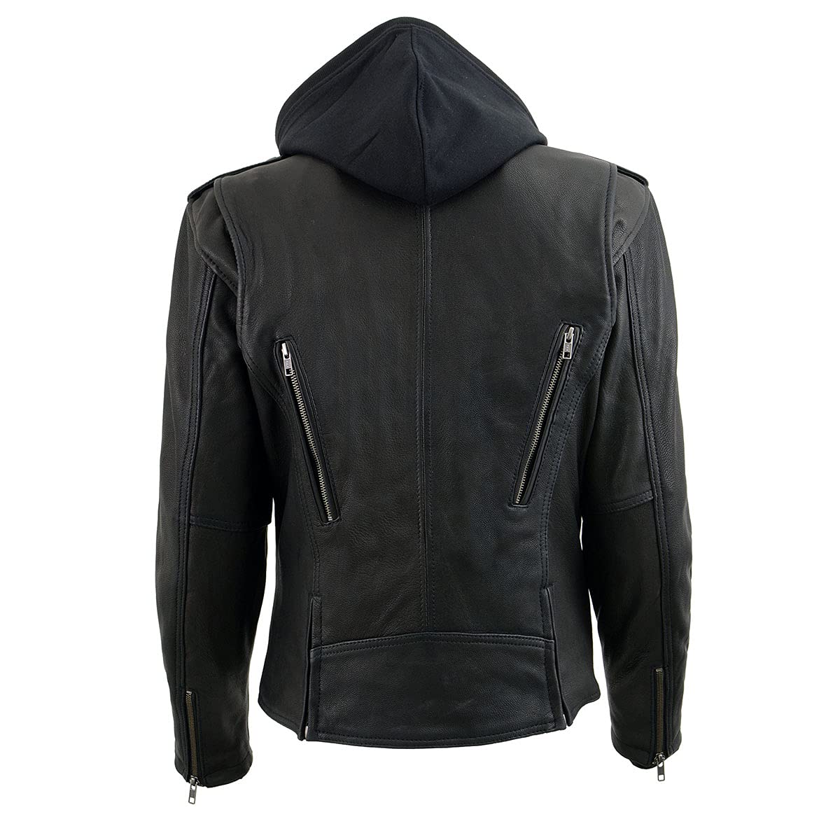 Milwaukee Leather MLL2575 Women's Black Leather Vented Motorcycle Jacket with Removable Hoodie - Perfect for Riding, Commuting & Outdoor Adventures