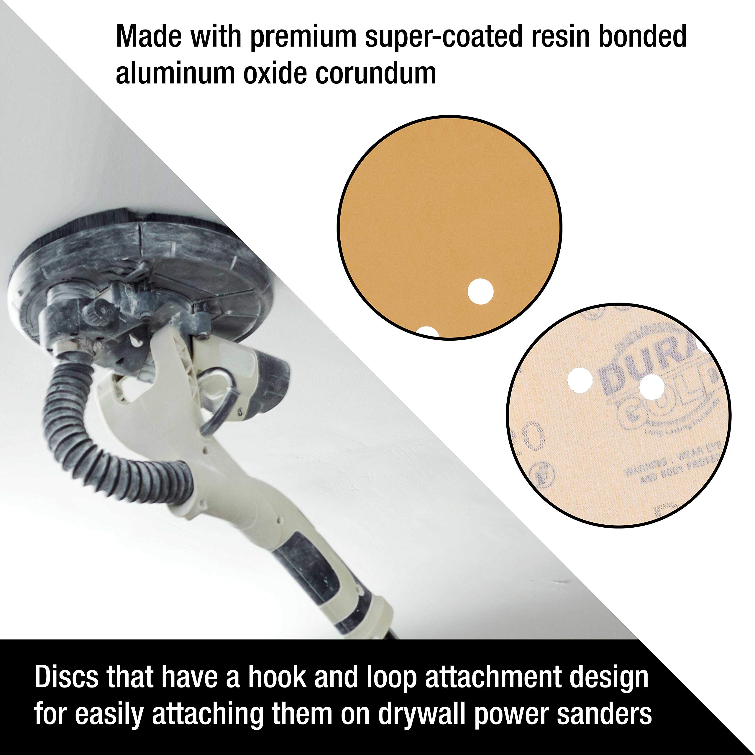 Dura-Gold Premium 9 Inch 120 Grit Drywall Sanding Discs - 10 Pack with Hook & Loop Backing - Fast Cutting Aluminum Oxide Sandpaper for Power Sanders - Ideal for Drywall, Wood Sanding & Surface Preparation