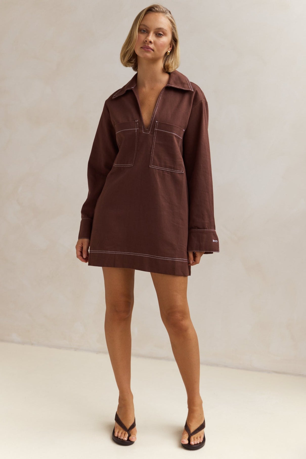 Tara Long Sleeve Dress in Chocolate Brown - Elegant Fall & Winter Office Wear for Women | Perfect for Work, Parties & Special Occasions