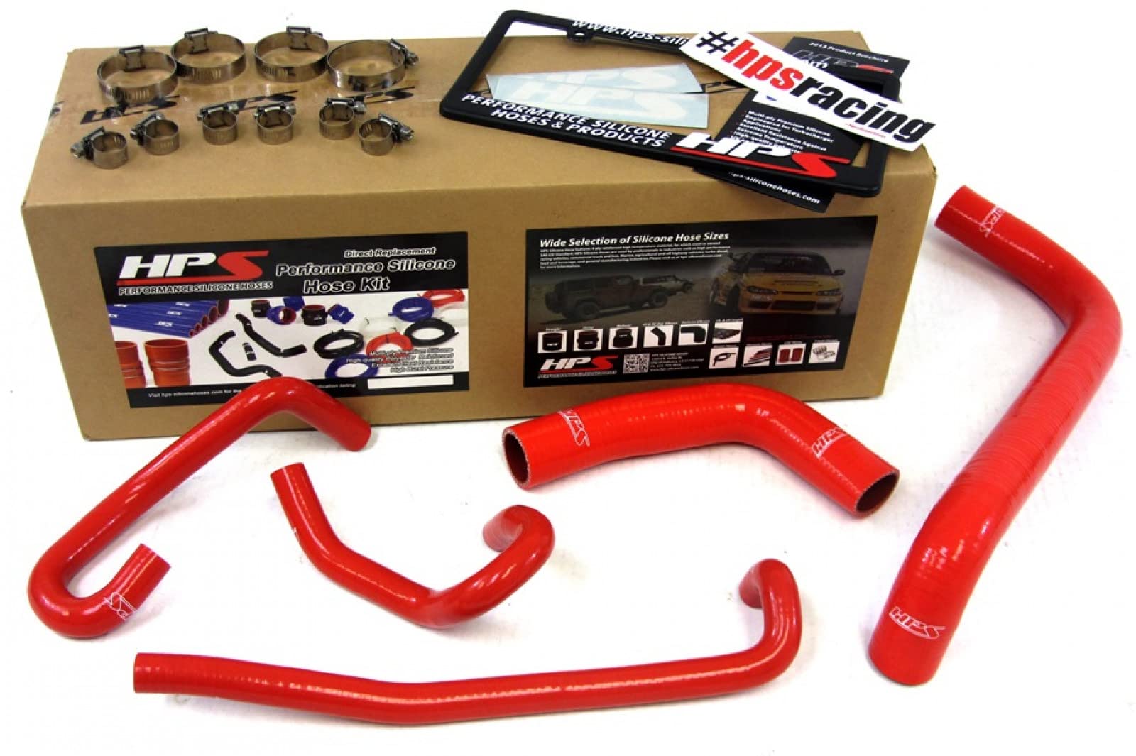 HPS 57-1424-RED-2 Red Silicone Radiator Coolant Hose Kit & Heater Hose Replacement - High Temperature Resistance for Car, Truck, SUV Engine Cooling System Maintenance
