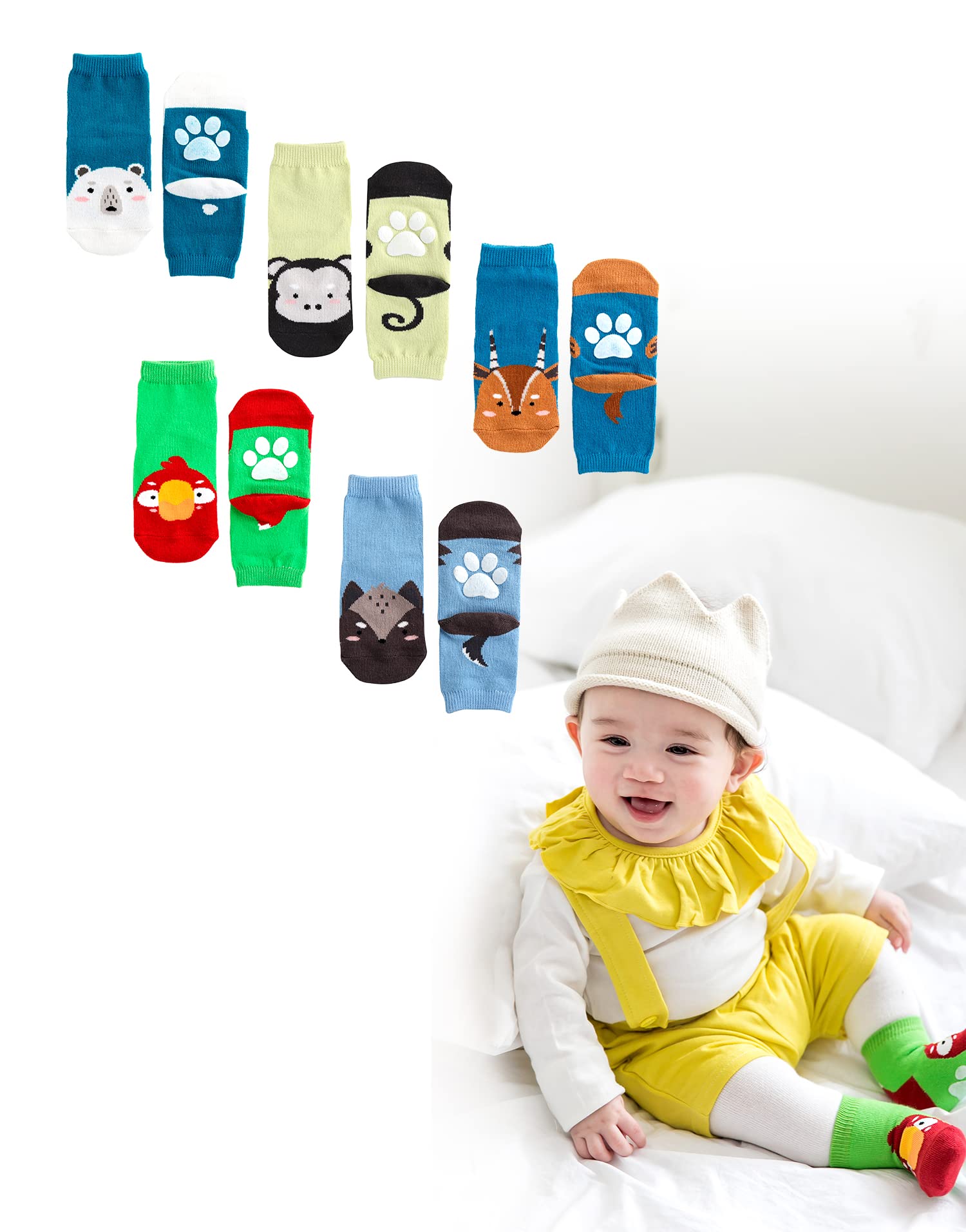 VAENAIT Baby Animal Crew Socks - Toddler Boys Girls Zoo Socks for Daily Play