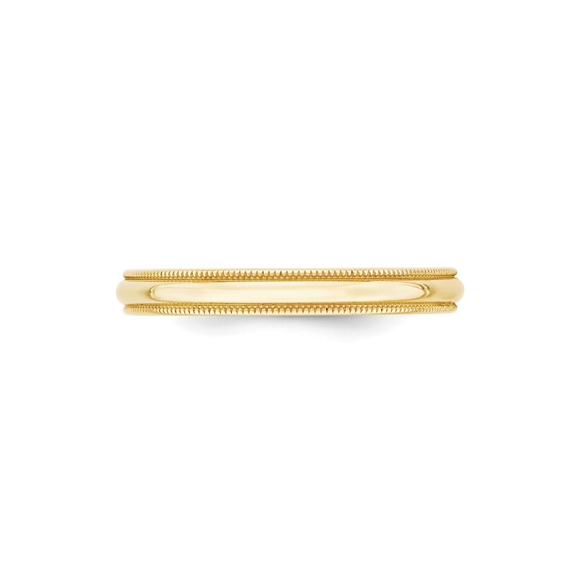 10K Yellow Gold 3mm Milgrain Wedding Band - Size 10.5 for Bridal Jewelry