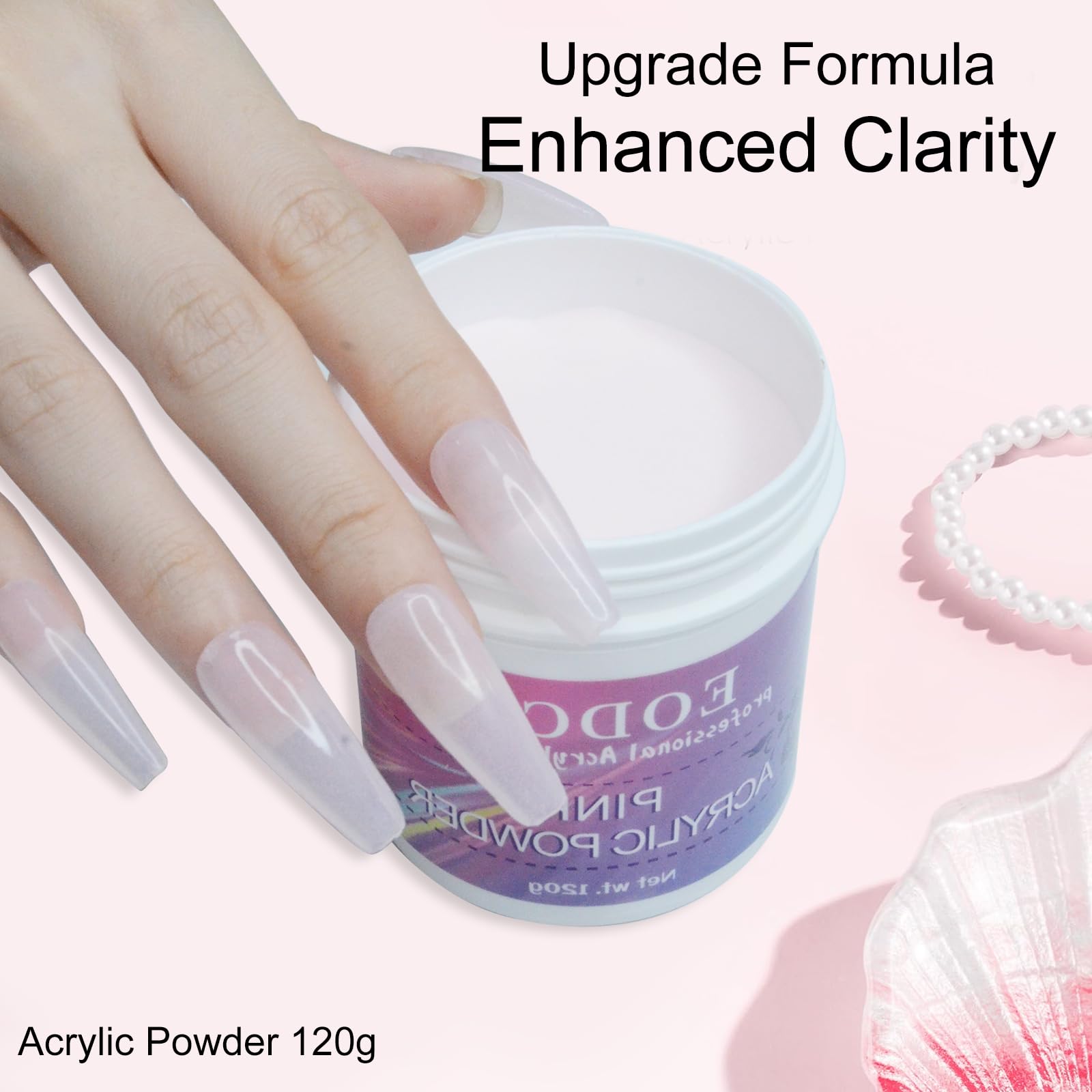 Professional Clear Acrylic Nail Powder - 2Pcs 4oz Polymer for 3D French Manicure, Nail Extension & Carving | Large Capacity Acrylic Nail Supplies for Salon & Home DIY Nail Art