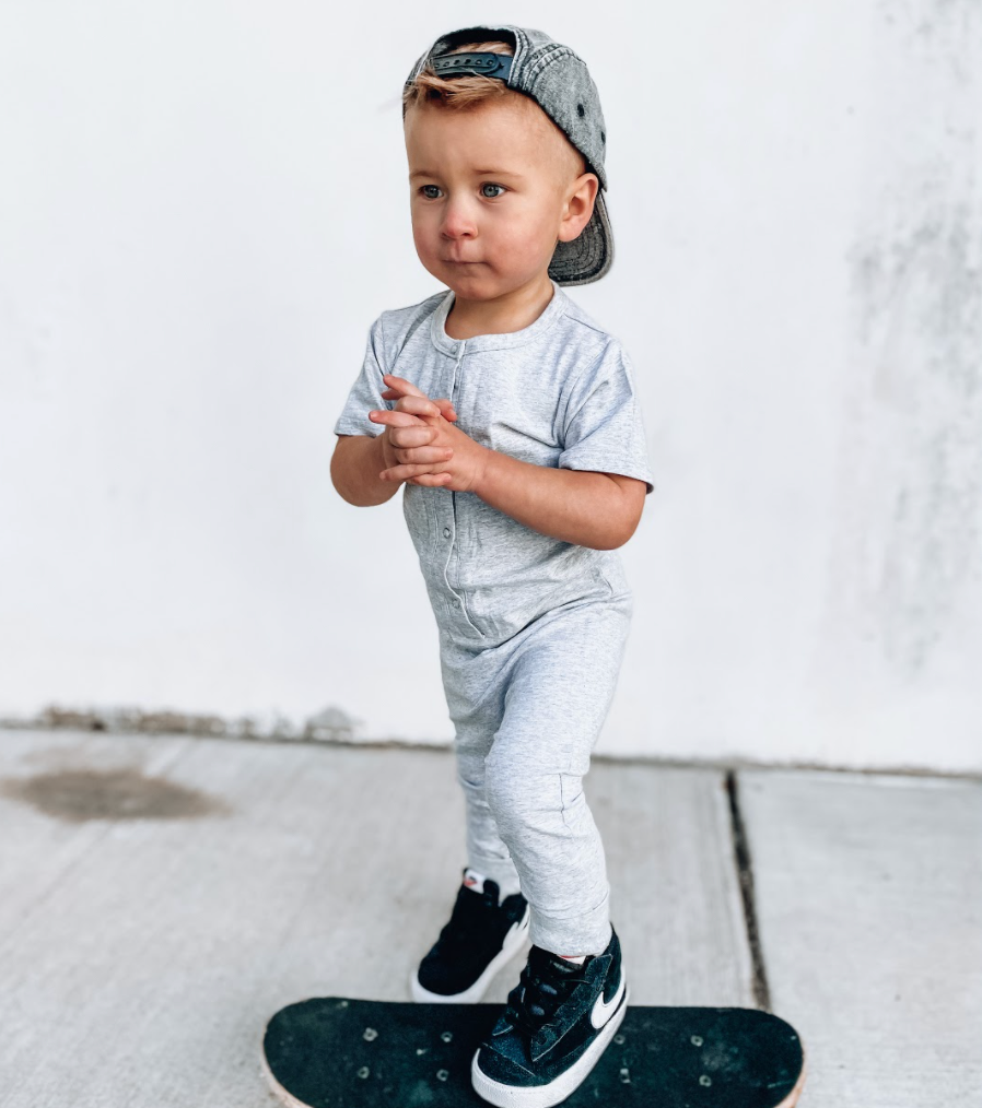 Classic Snap Romper for Baby - Soft Grey Cotton Jumpsuit | Perfect for Playtime, Outings & Photo Shoots