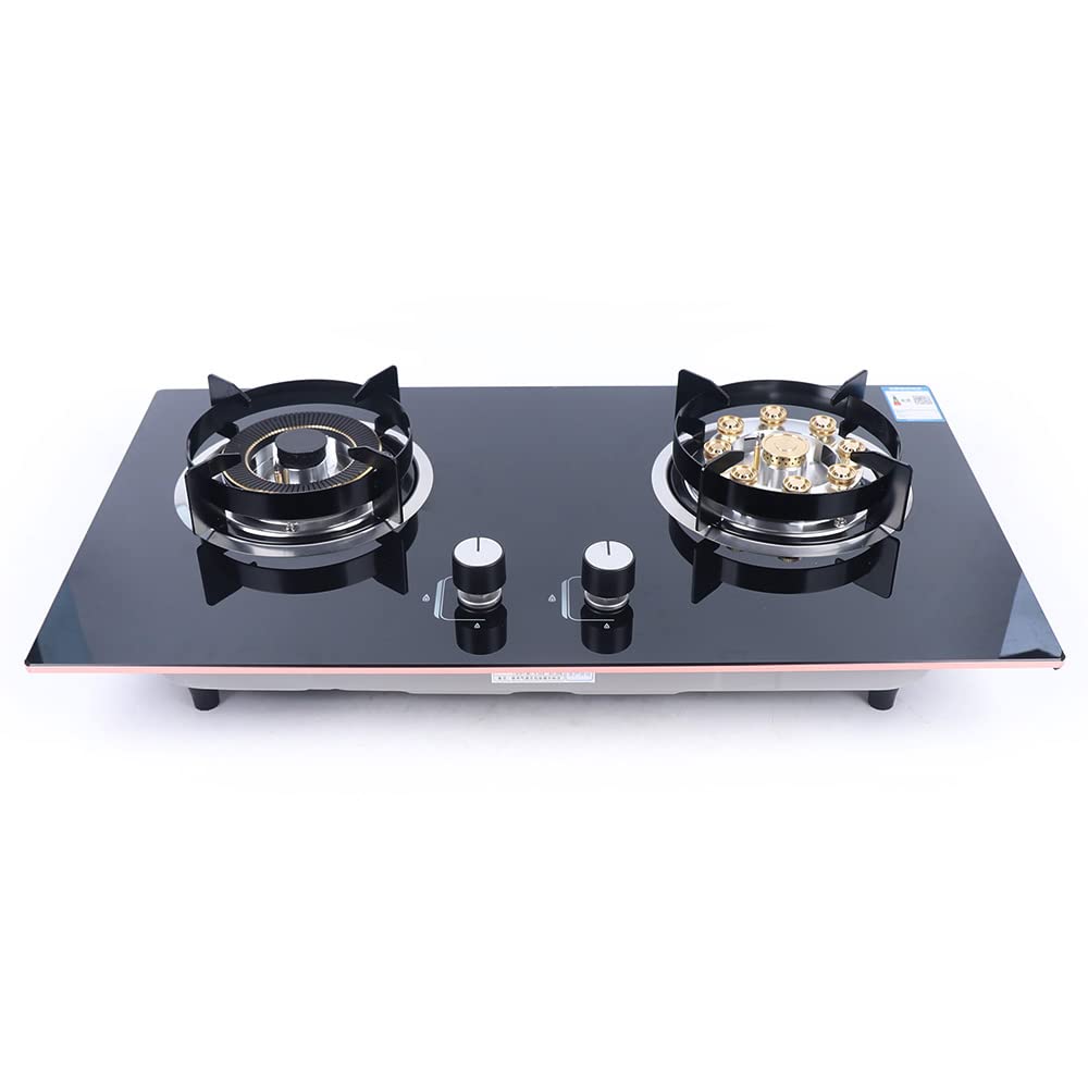 2 Burner Drop-In Gas Cooktop - Stainless Steel Sealed Burner Built-In Natural Gas Stove with Tempered Glass & Strong Flame for Kitchen Cooking | Perfect for Home Chefs & Small Restaurant Kitchens