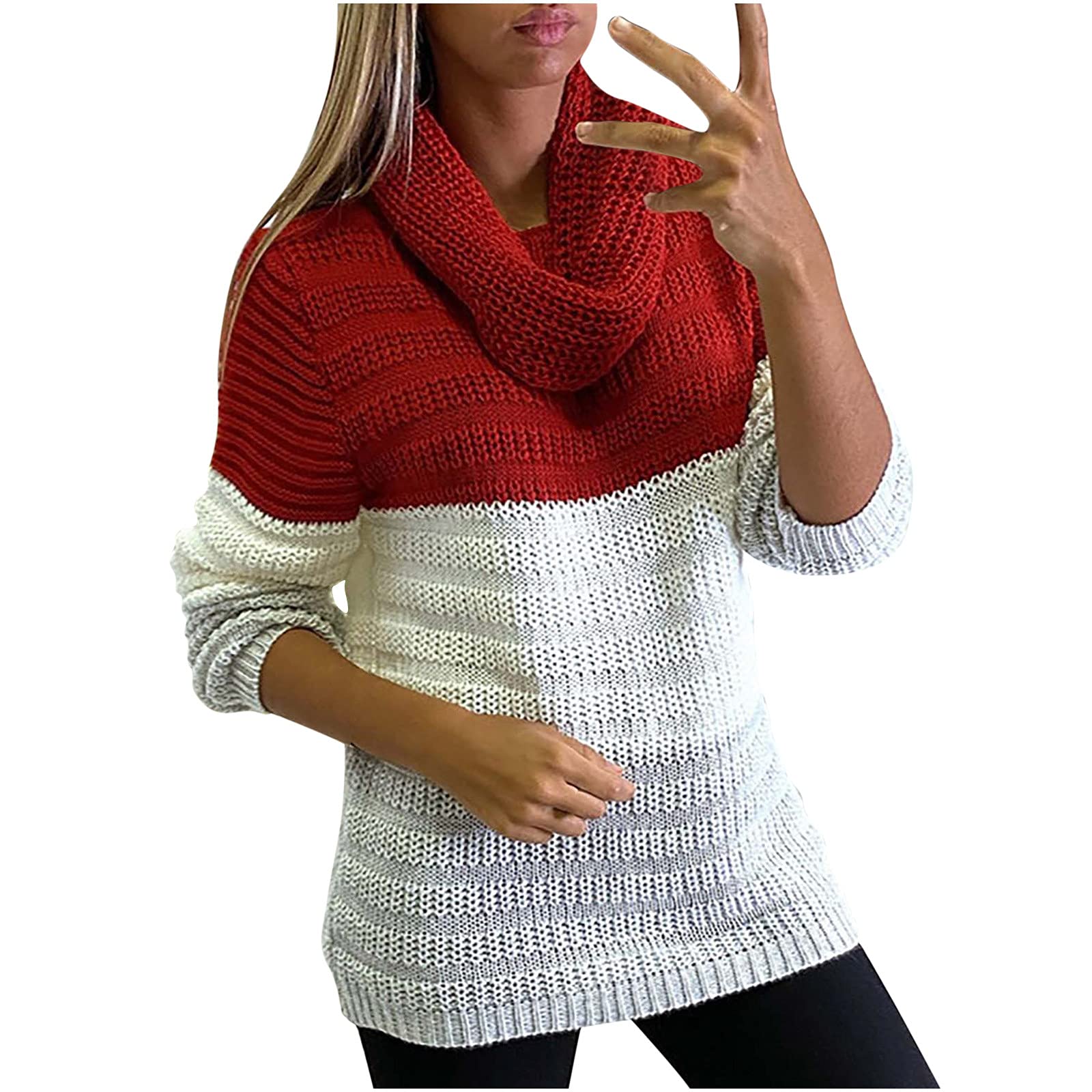 Women's Oversized Turtleneck Sweater - Classic Waffle Knit Pullover with Long Sleeves | Winter Warm Jumper Blouse for Casual Outfits & Office Wear