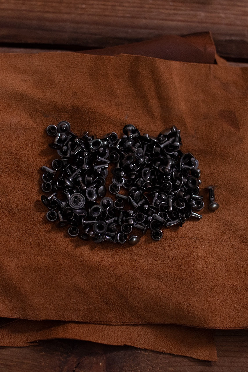 Iron Hollow Rivet KØ7.0 x L9.0 mm - Heavy Duty Anthracite Fasteners for Leather Craft, Metalworking & DIY Projects