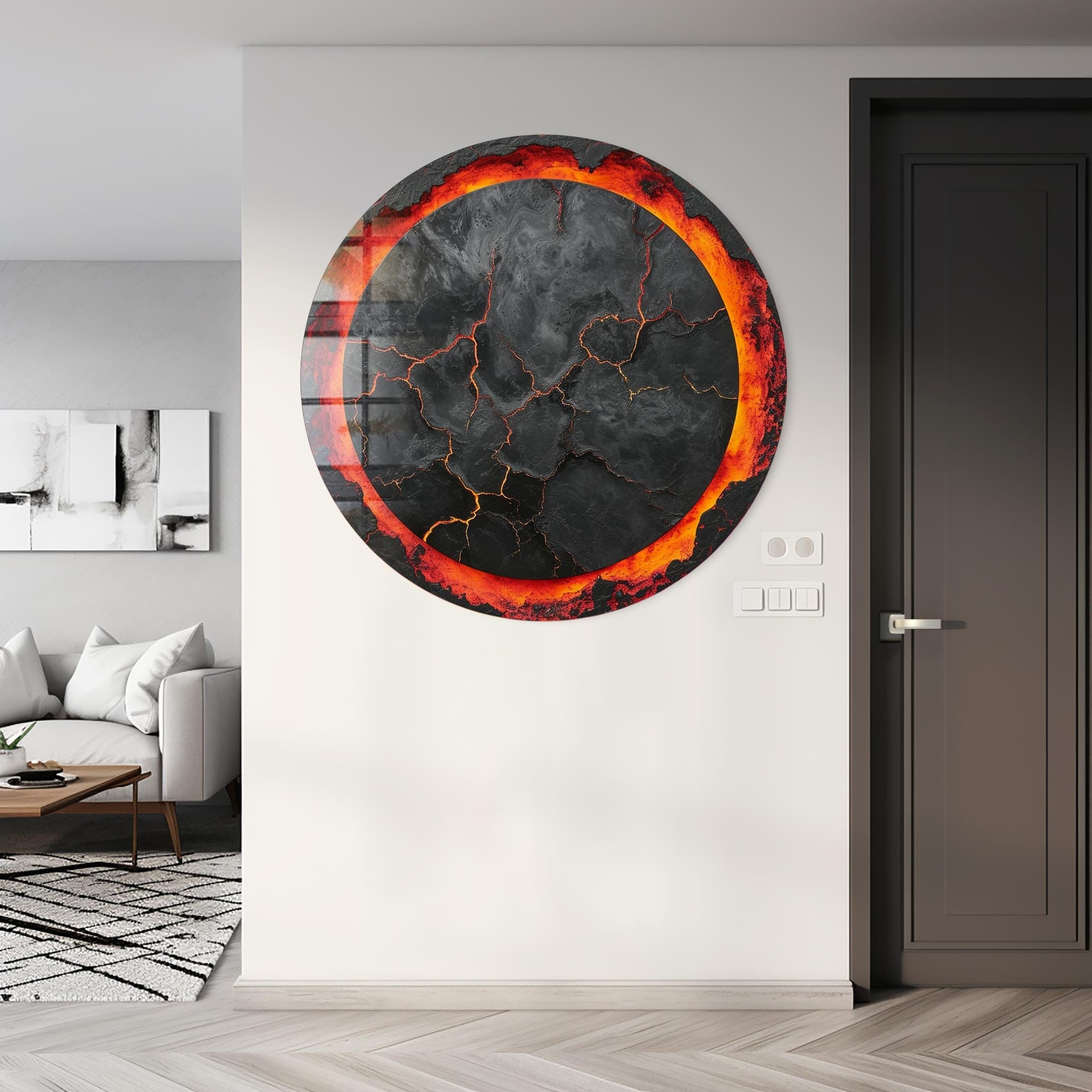 Lava III Rounded Glass Wall Art - Modern Abstract Home Decor for Living Room, Bedroom & Office - Perfect for Contemporary Interior Design