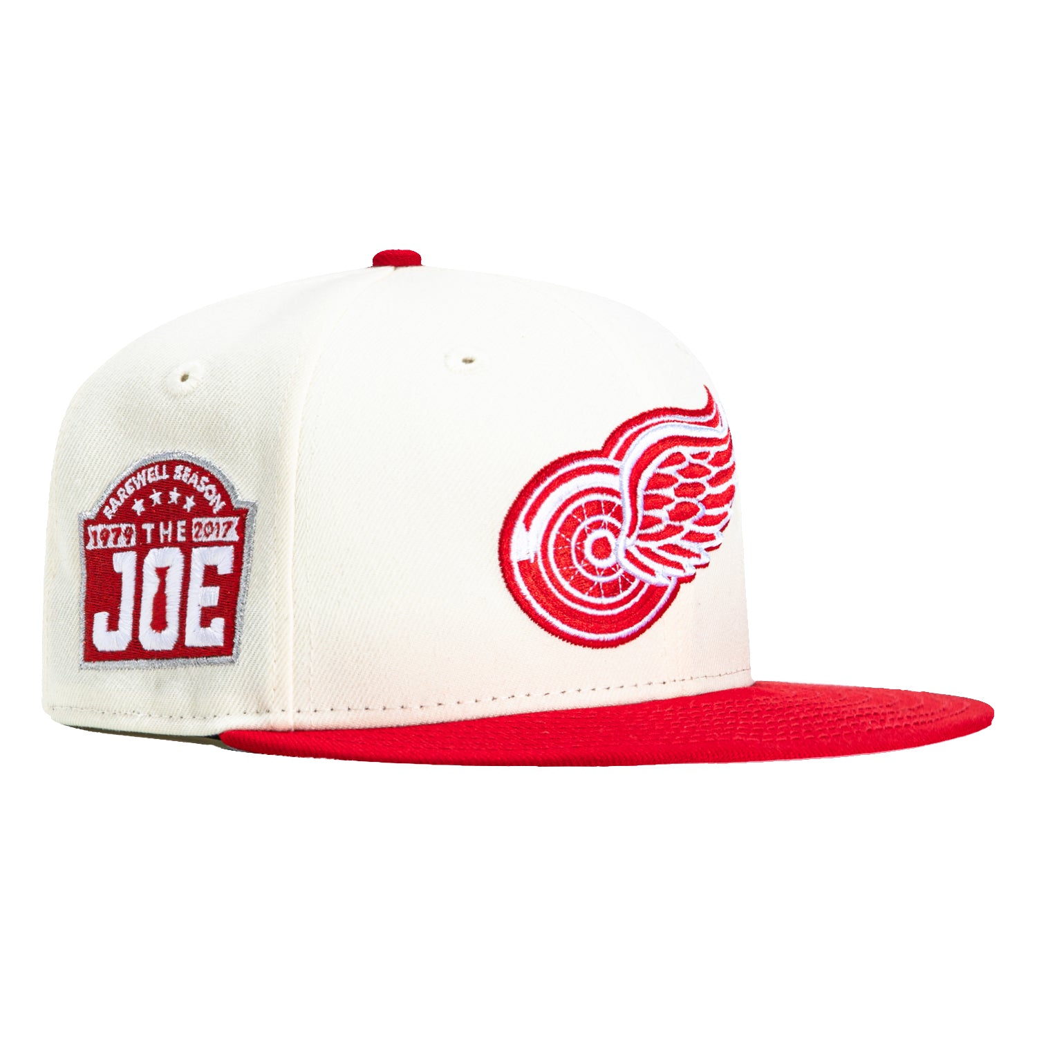 New Era 59Fifty Detroit Red Wings Final Season Patch Hat - White & Red Snapback Baseball Cap for Men - Perfect for Game Day, Sports Events & Fan Collections