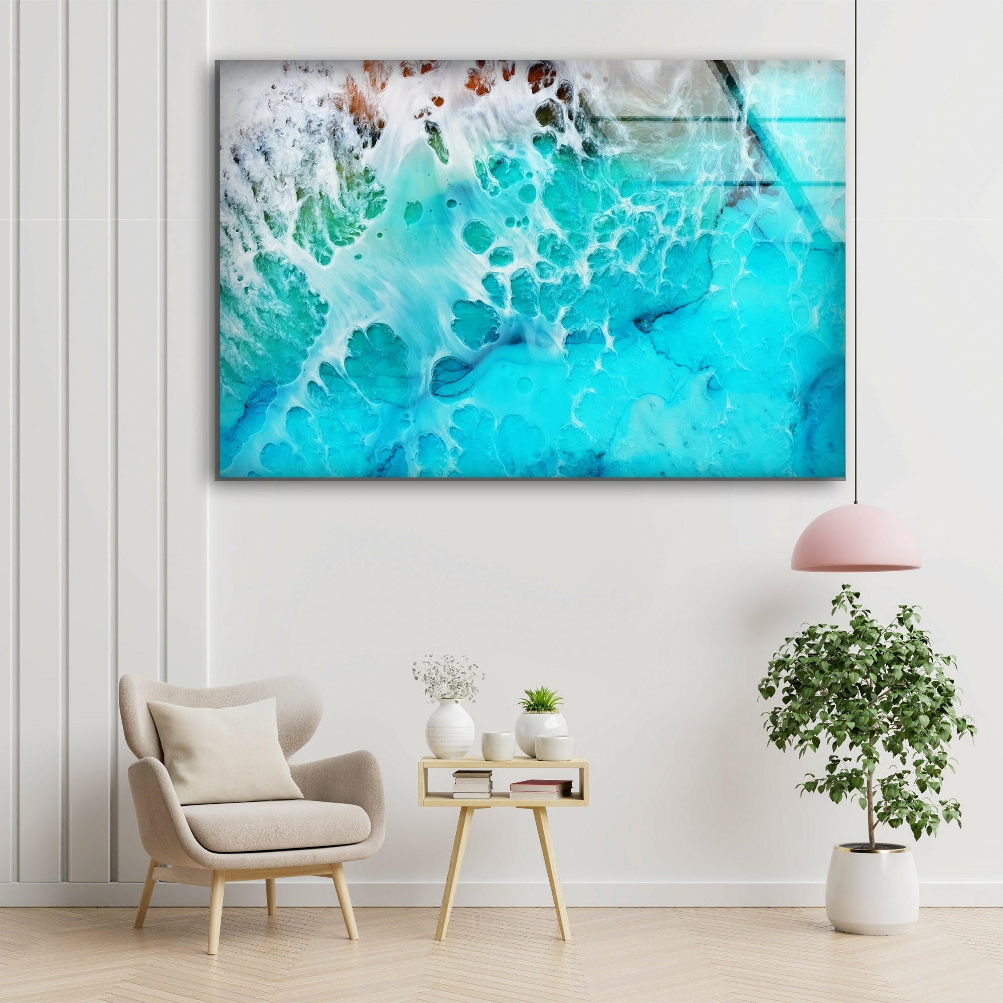 Stunning Ocean Aerial View Glass Wall Art - Modern Coastal Home Decor for Living Room, Bedroom & Office