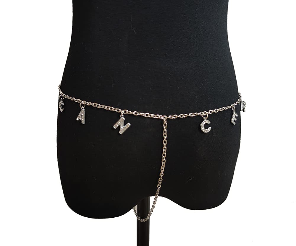Sexy Crystal Rhinestone Belly Chain for Women - Waist Body Jewelry with Letter Pendant for T-String Thong - Perfect for Bachelorette Parties, Beach Vacations & Sensual Occasions
