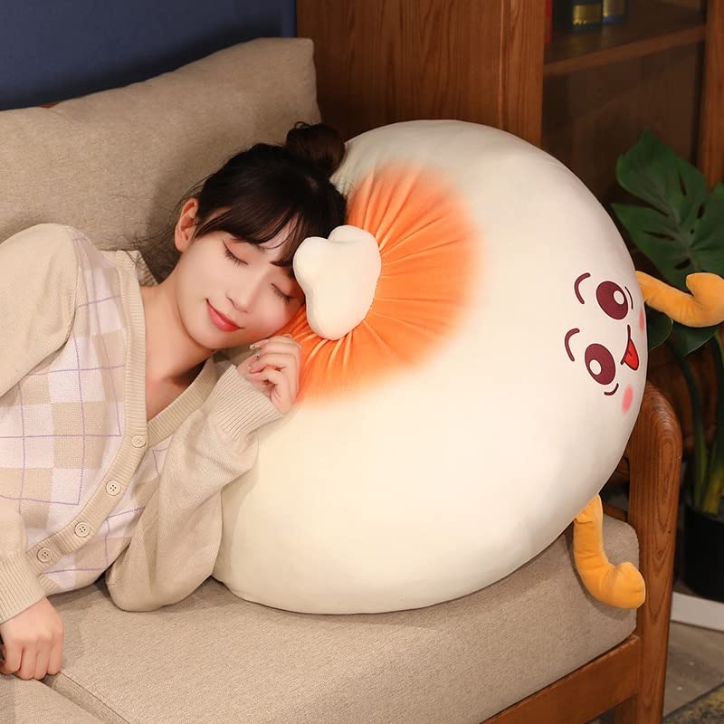 Kawaii Plush Fried Baozi Pillow - Soft Stuffed Food Cushion Toy, Cute Cartoon Doll Decor (12cm Pendant, Round Eyes) | Perfect for Sofa, Bedroom, Gifts & Anime Lovers
