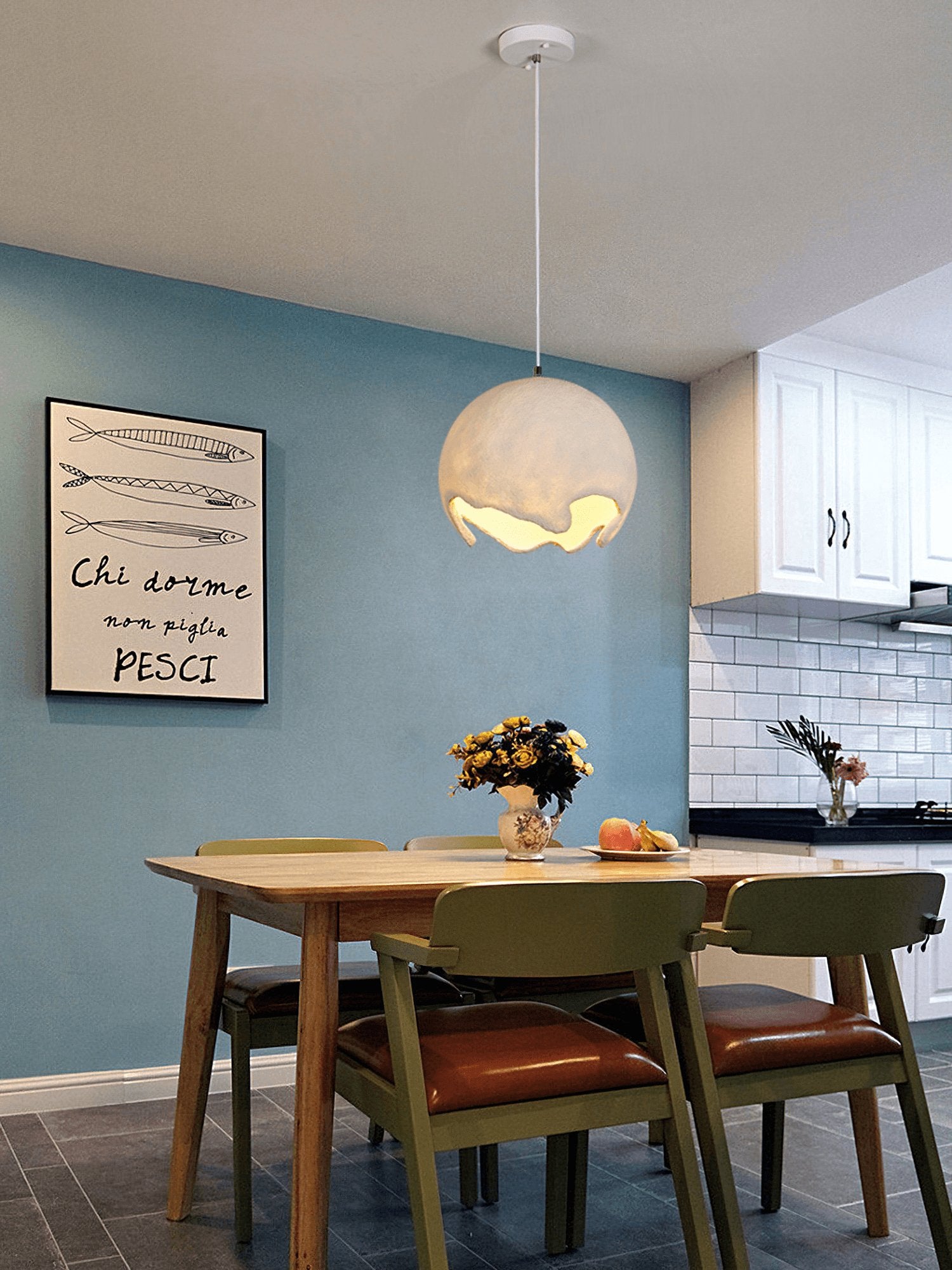 Modern Geometric Resin Pendant Light - Handcrafted Hexagon Ceiling Lamp for Dining Room, Kitchen Island & Bedroom Decor - Dimmable LED Lighting Fixture