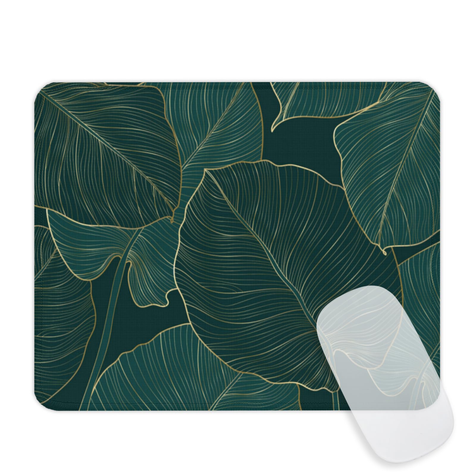 Non-Slip Tropical Leaves Mouse Pad - 10.2x8.3 Inch Square Desk Mat with Palm Texture & Rubber Base for Wireless Mouse - Perfect for Home Office, Gaming & Computer Workstations (Green Leaf Design)
