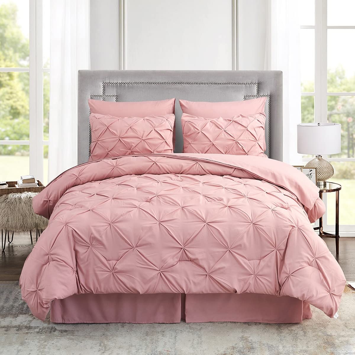 8-Piece Pink Bed in a Bag Comforter Set - California King Size, Soft & Cozy Bedding Collection for Girls, Teens & Adults | Perfect for Master Bedrooms, Guest Rooms & Dorm Decor
