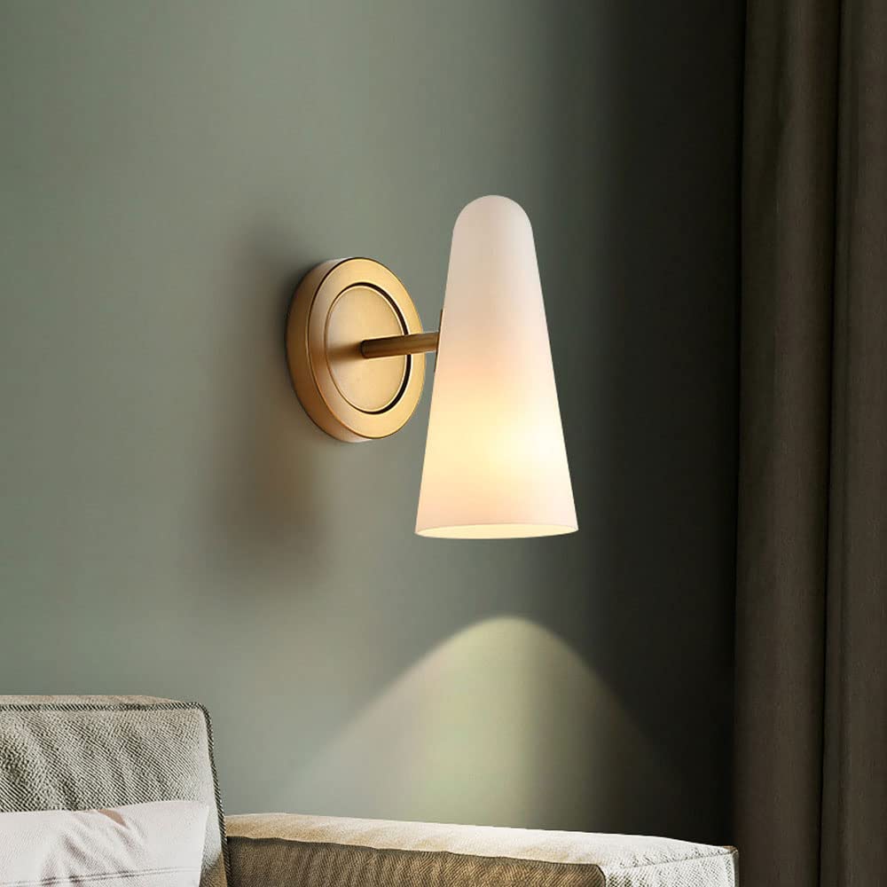 AMBAYZ Gold Glass Wall Sconce Lamp - Modern G9 Wall Mounted Lighting Fixture for Bedroom, Living Room, Dining Room & Hallway | Nordic Style Bedside & Headboard Lamp for Cozy Ambiance