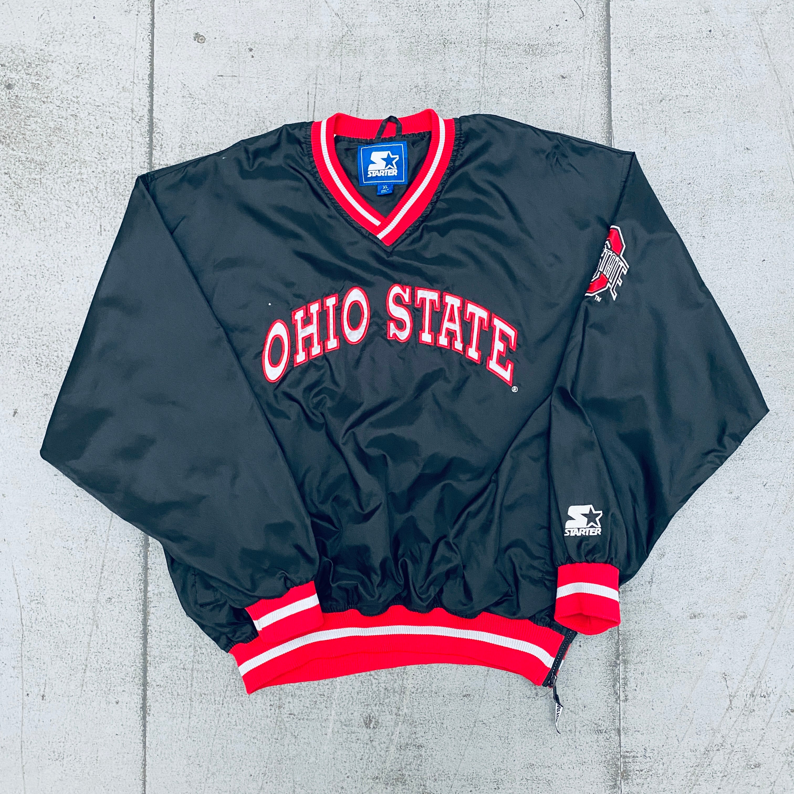 Ohio State Buckeyes 1990s Blackout Spellout Starter Sideline Jacket - Vintage XL Football Jacket for Game Day, Tailgating & College Sports Fans