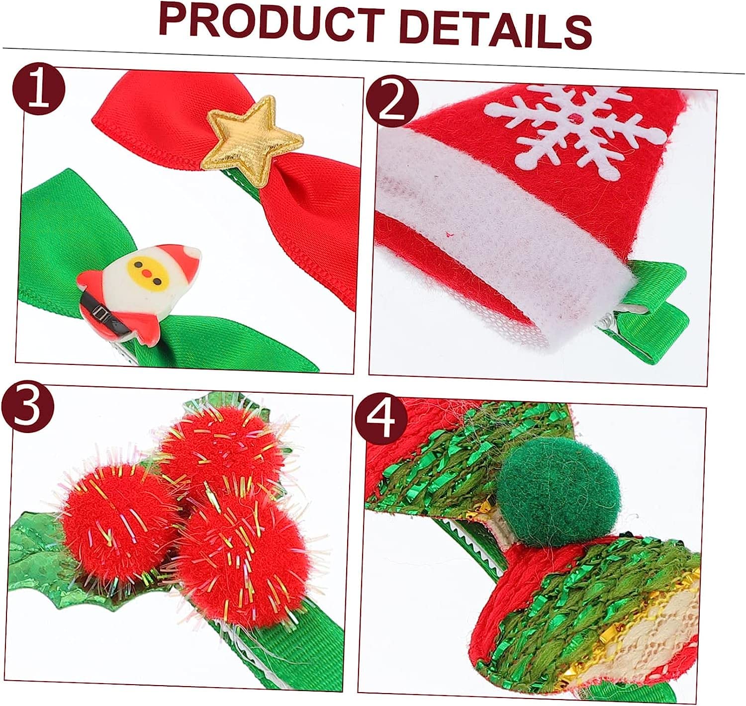 MIFANI 10pcs Christmas Hair Clips for Women & Kids - Cute Santa Hairpins, Bow Barrettes, Duckbill Hair Clips - Perfect for Holiday Parties, Gifts & Daily Hair Styling